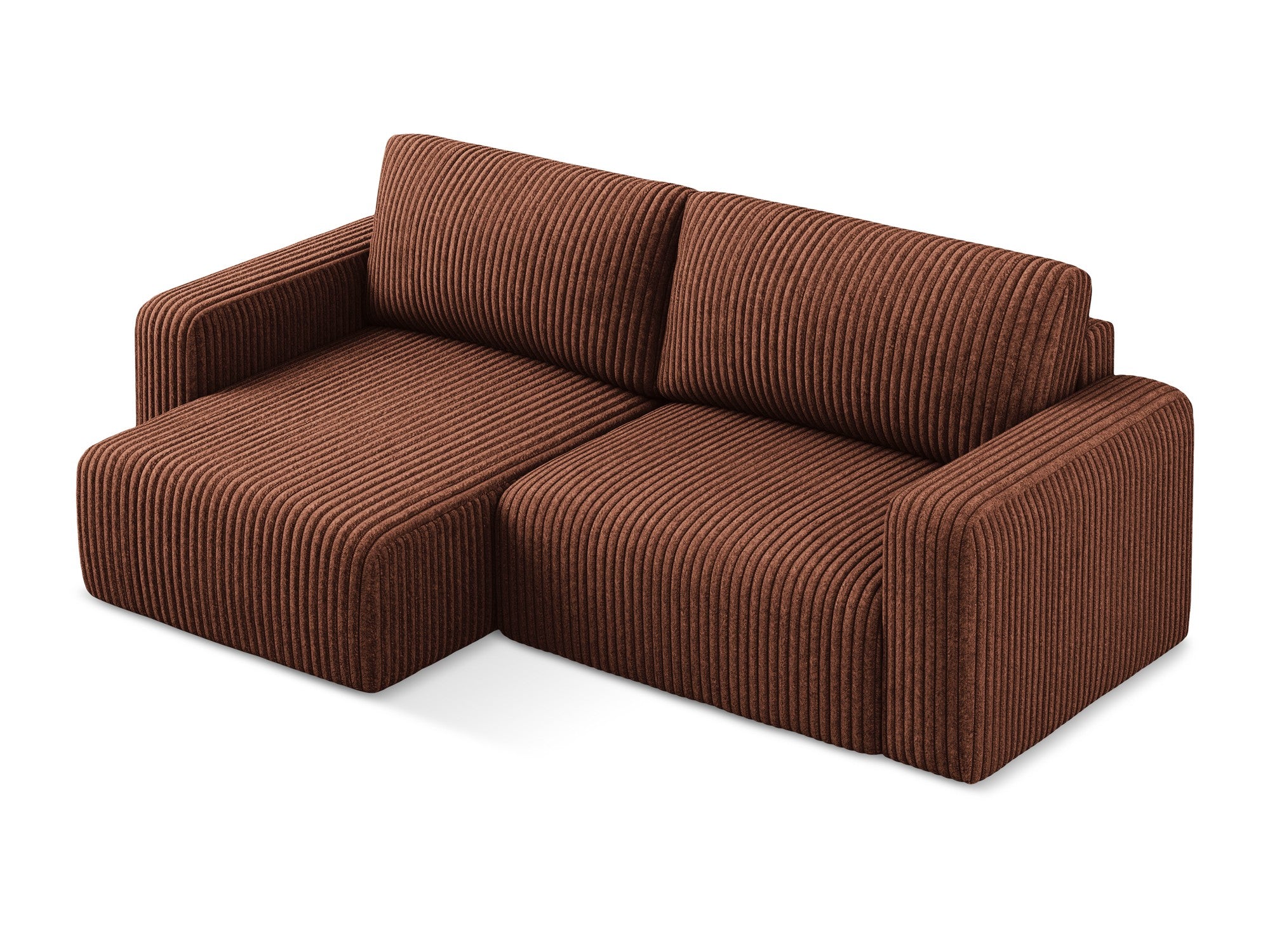 Linkerhoekbank met slaapfunctie KONA terracotta corduroy