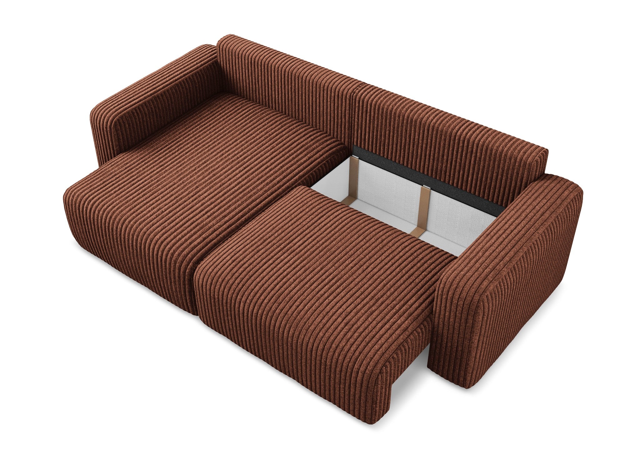 Linkerhoekbank met slaapfunctie KONA terracotta corduroy