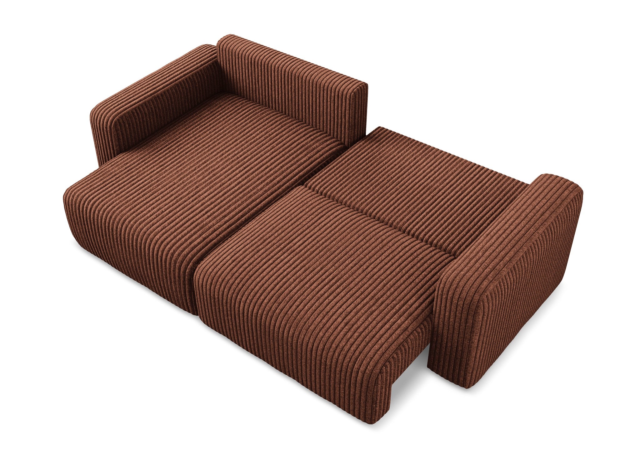Linkerhoekbank met slaapfunctie KONA terracotta corduroy