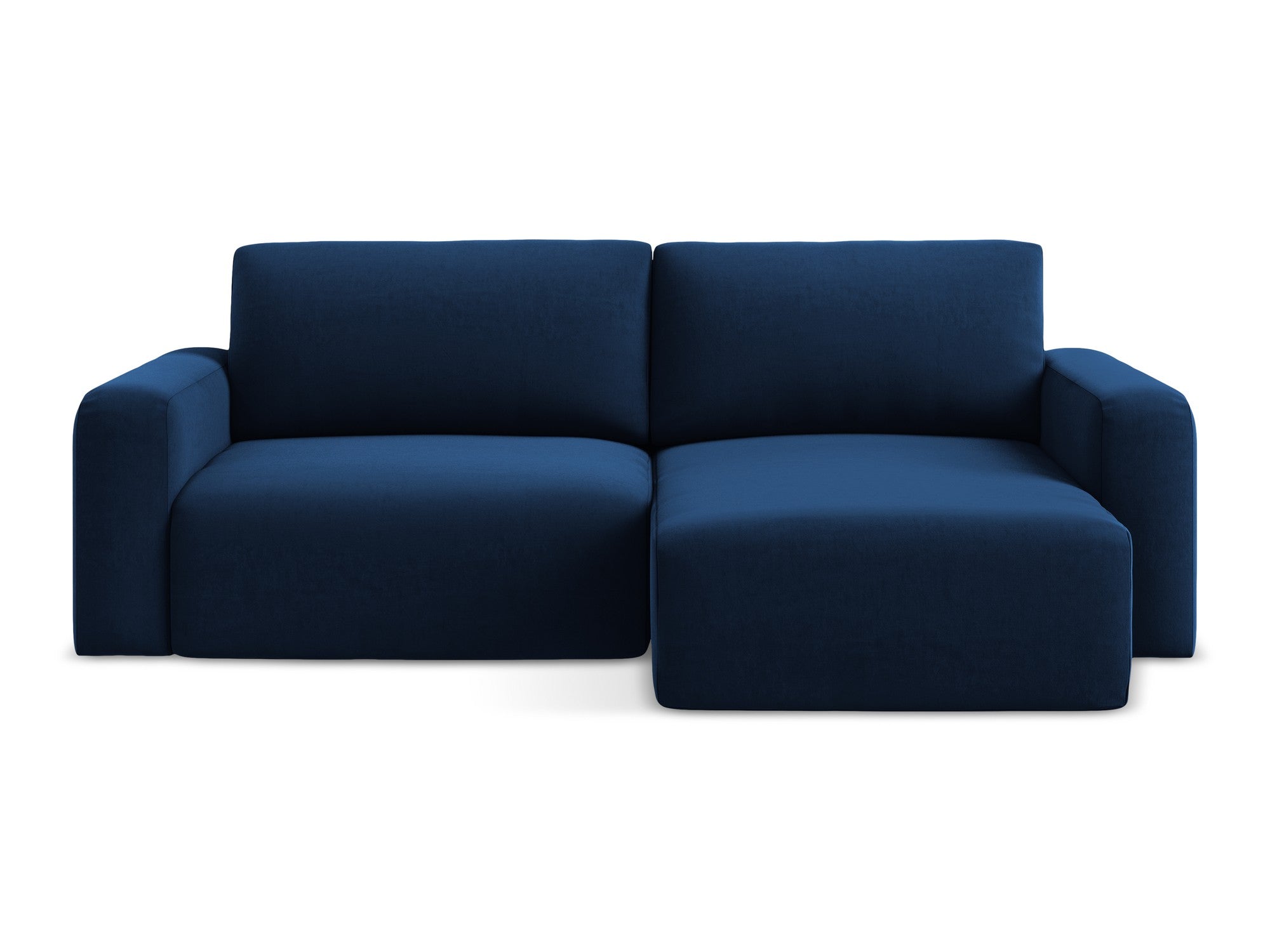 Right-facing velvet corner sofa bed KONA royal blue
