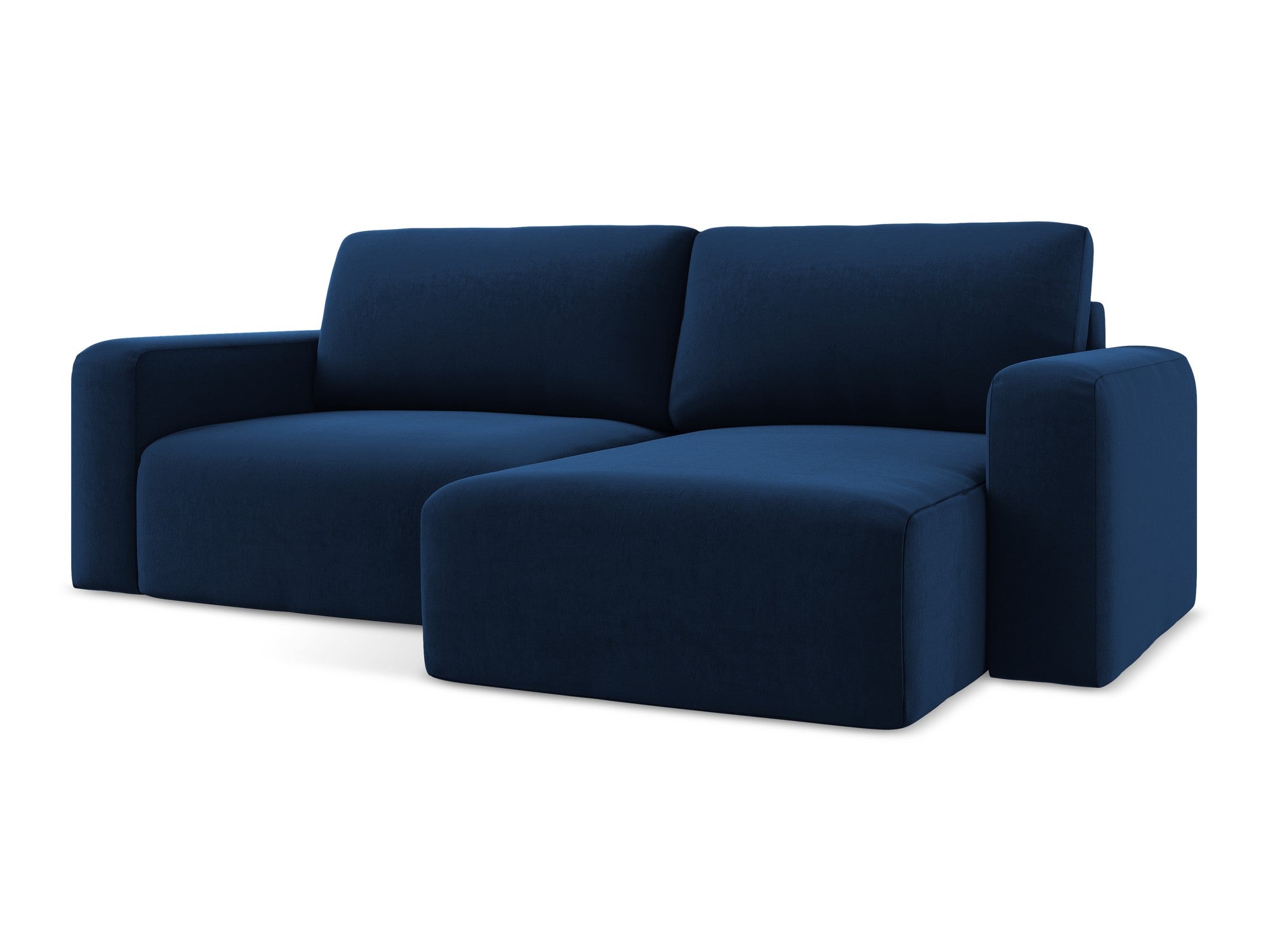 Right-facing velvet corner sofa bed KONA royal blue