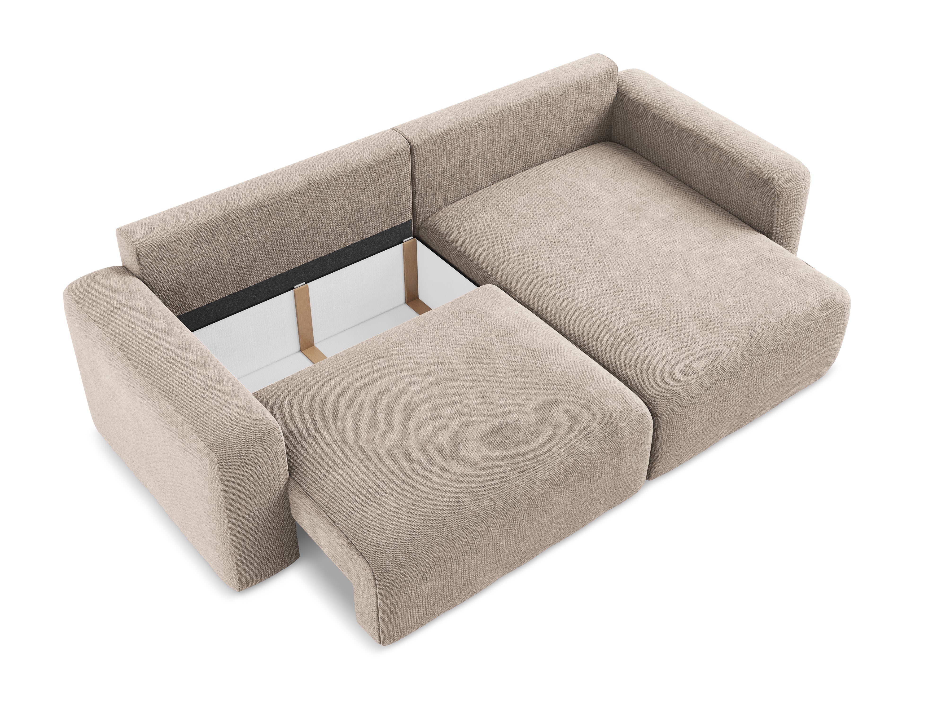 Rechthoekige bank met slaapfunctie KONA donkerbeige chenille