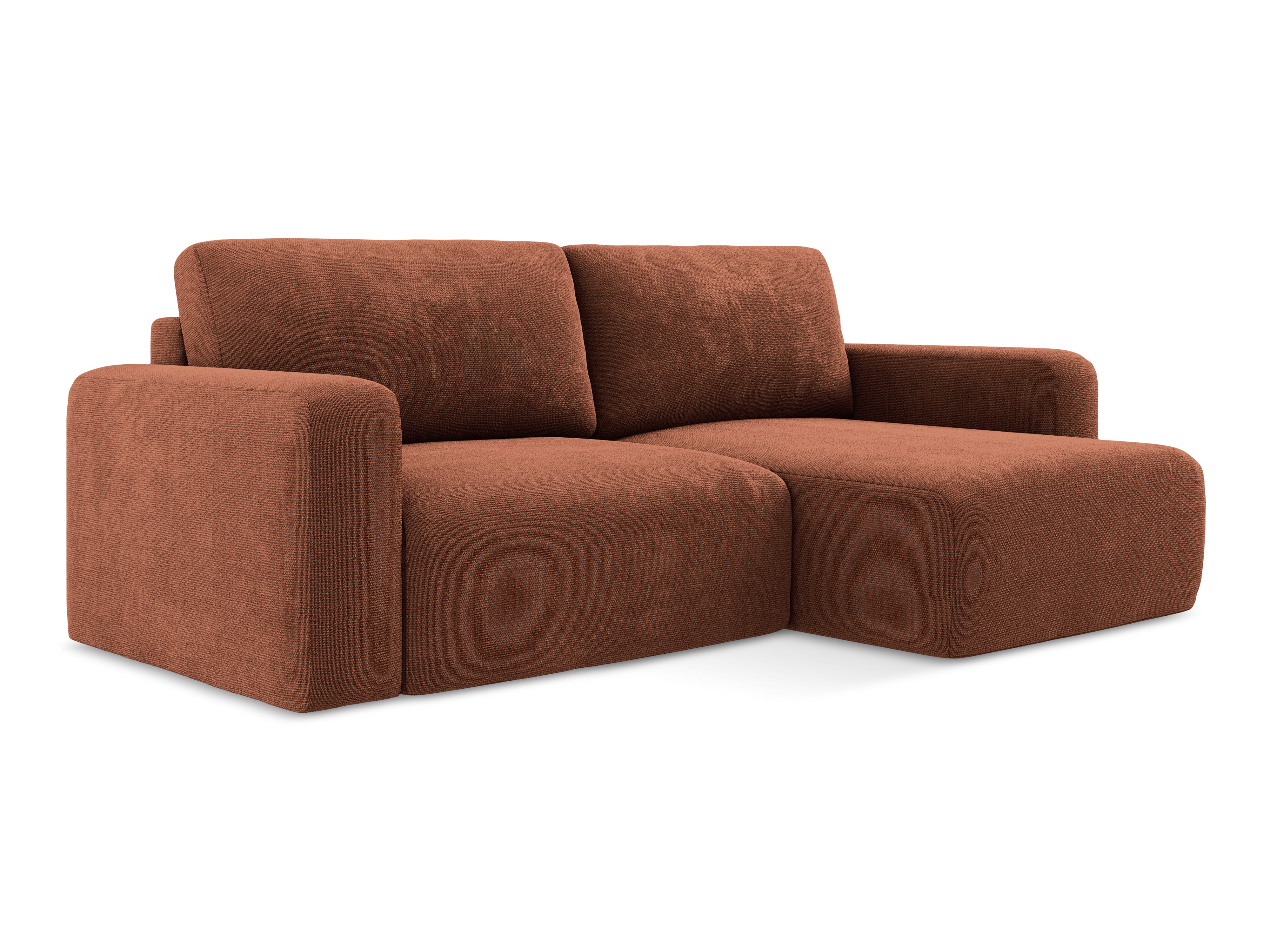 Right-facing corner sofa bed KONA terracotta chenille