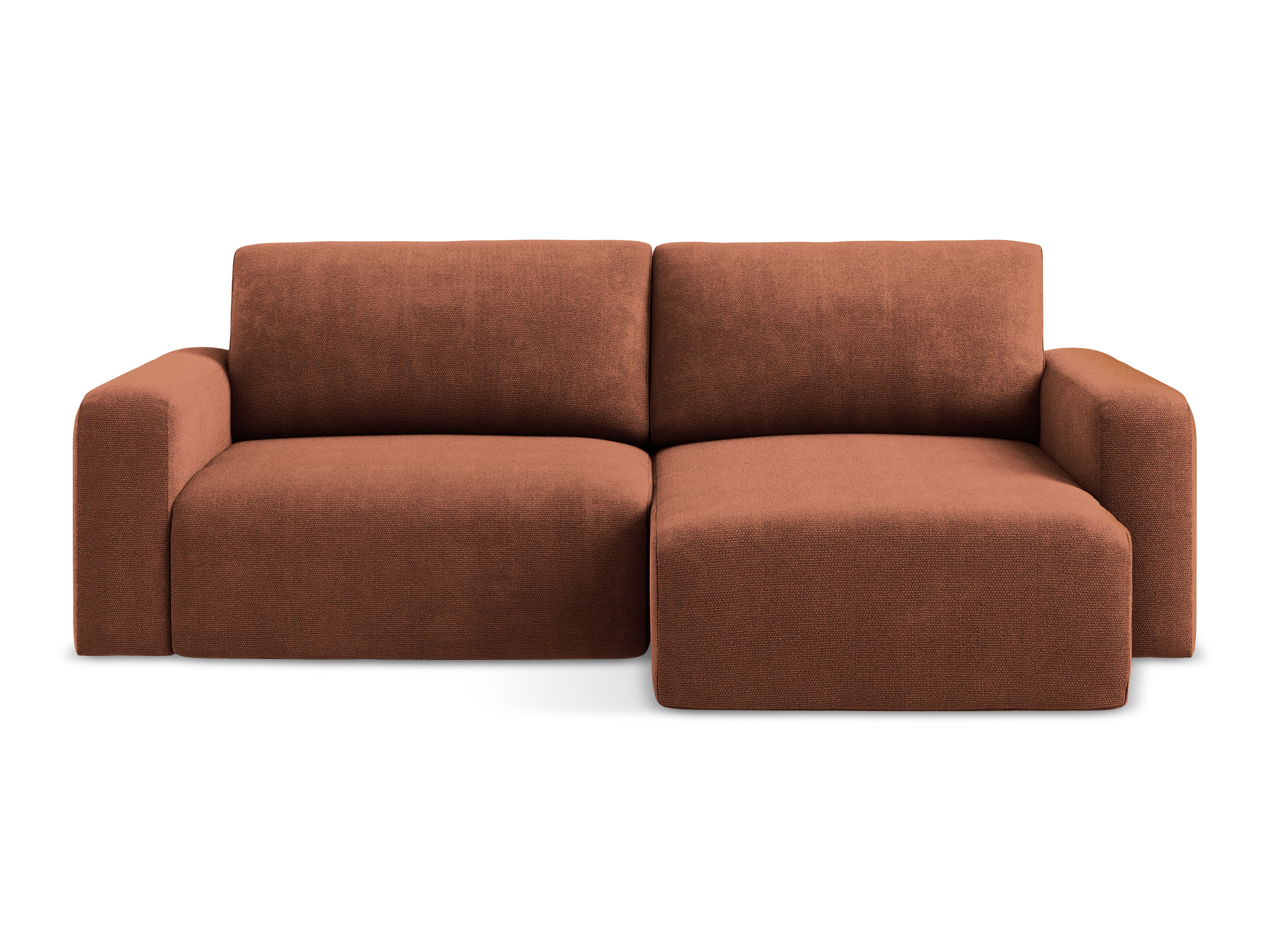 Right-facing corner sofa bed KONA terracotta chenille
