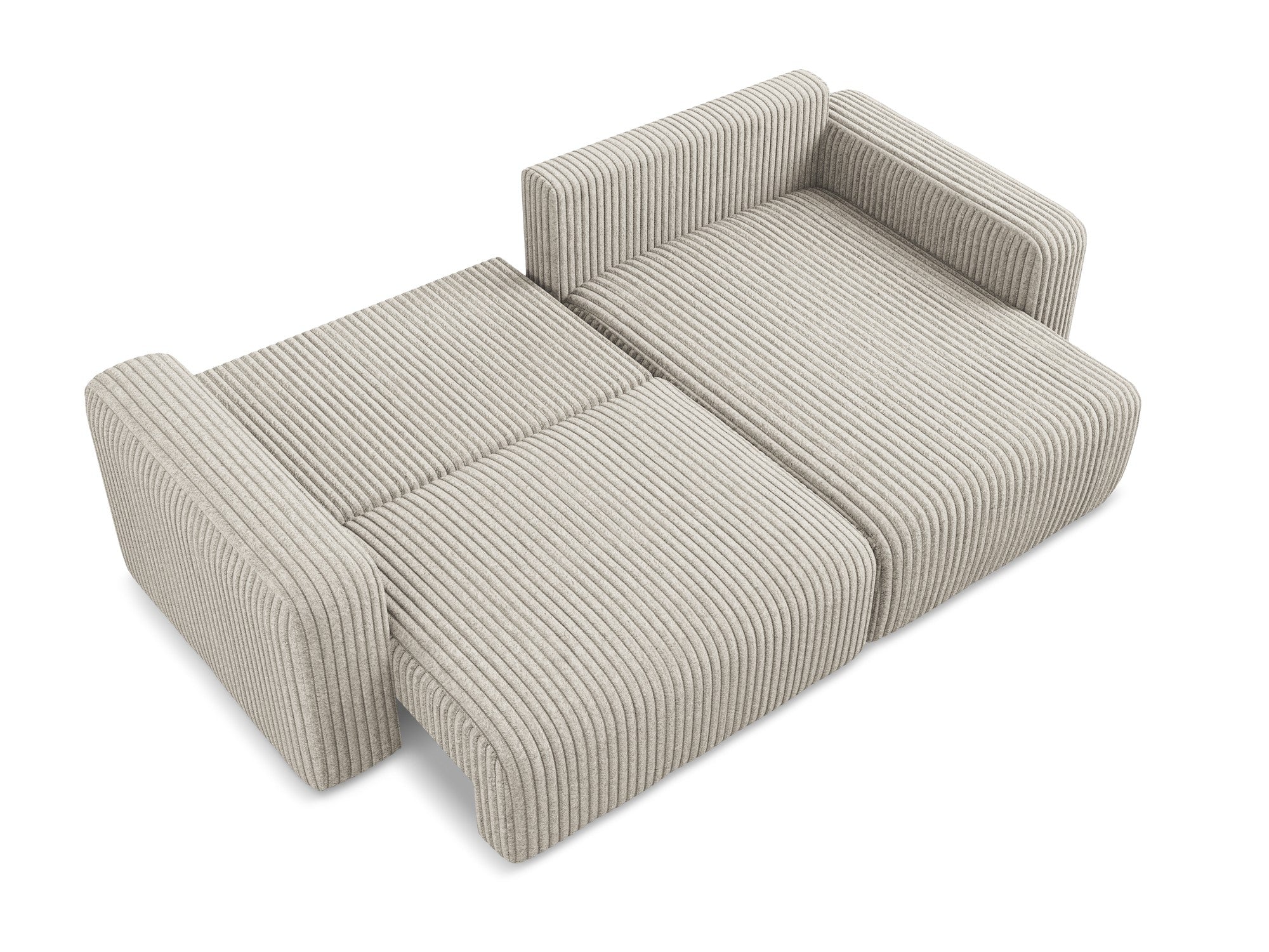 Right-facing corner sofa bed KONA in dark beige corduroy