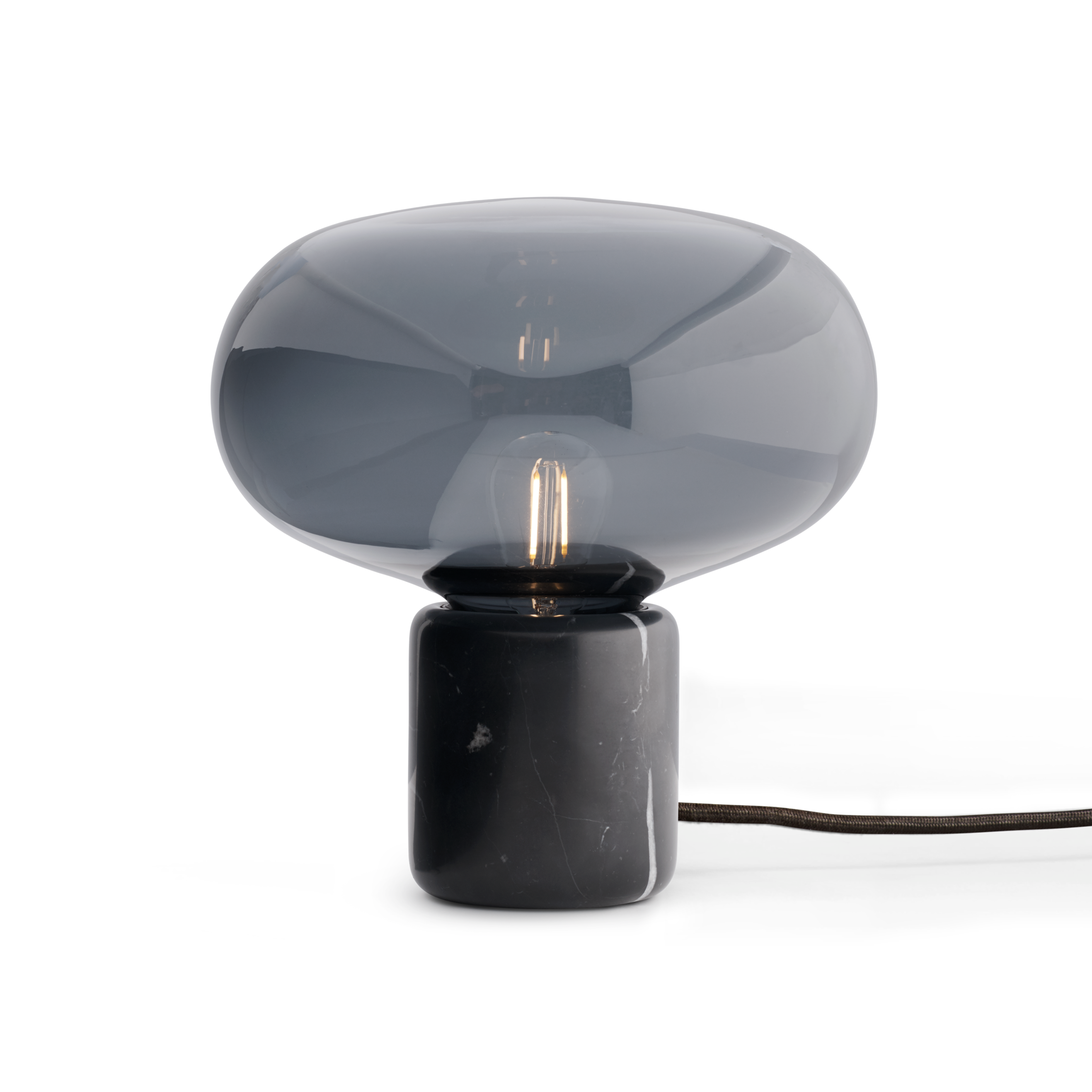 Tafellamp KARL-JOHAN gerookt glas met zwarte marmeren voet