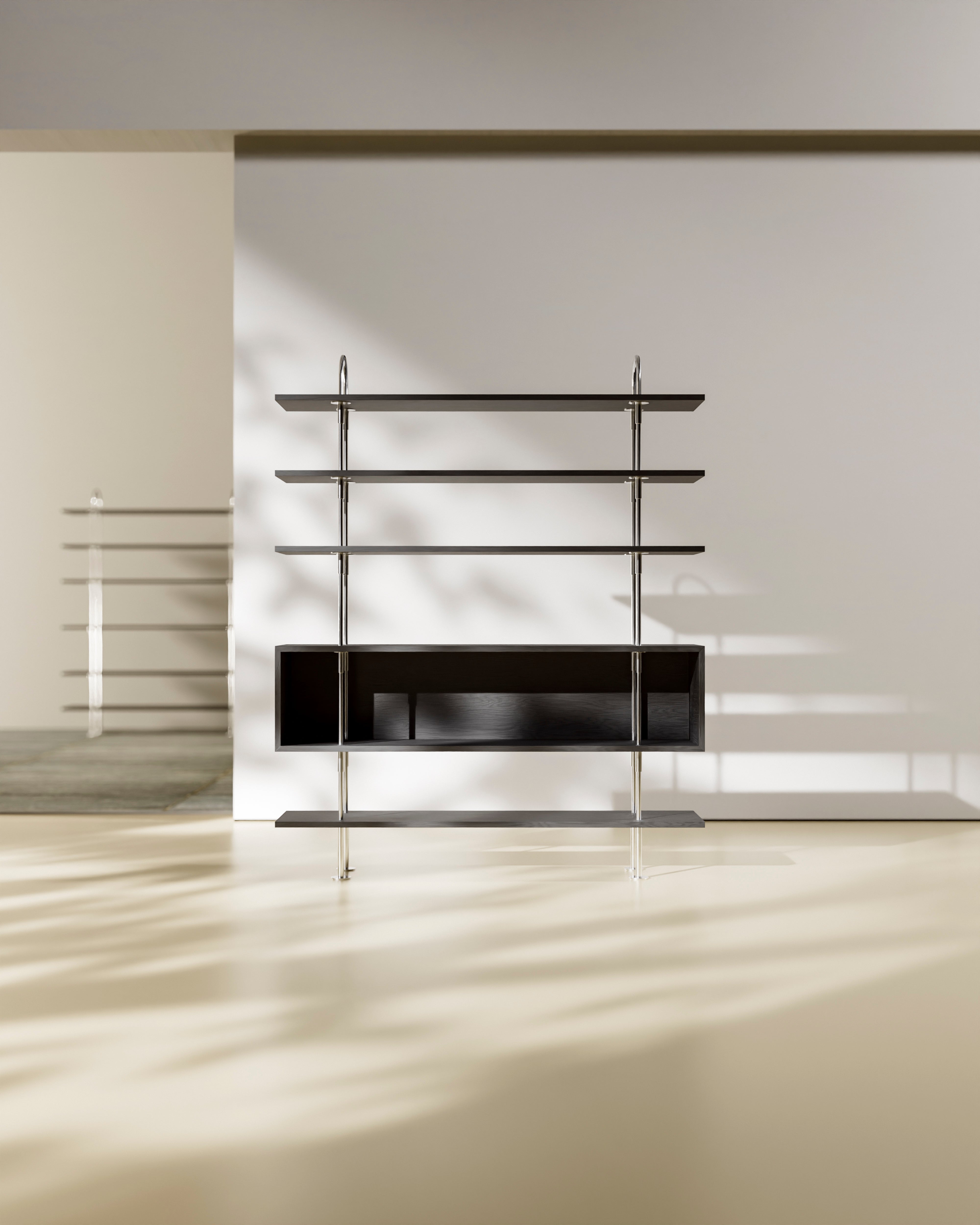 KAST KEEN BOX donker essen hout met zwarte messing frame