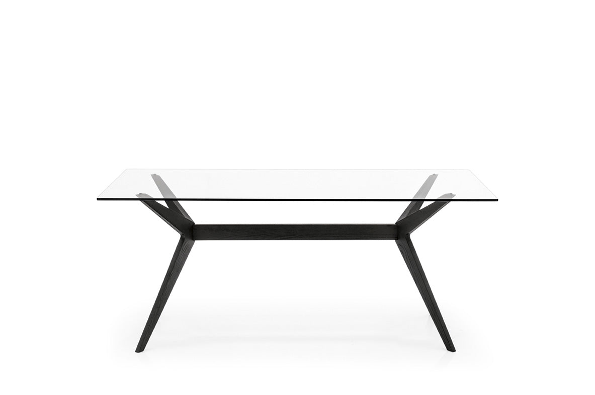 KENT table with glass top and black base