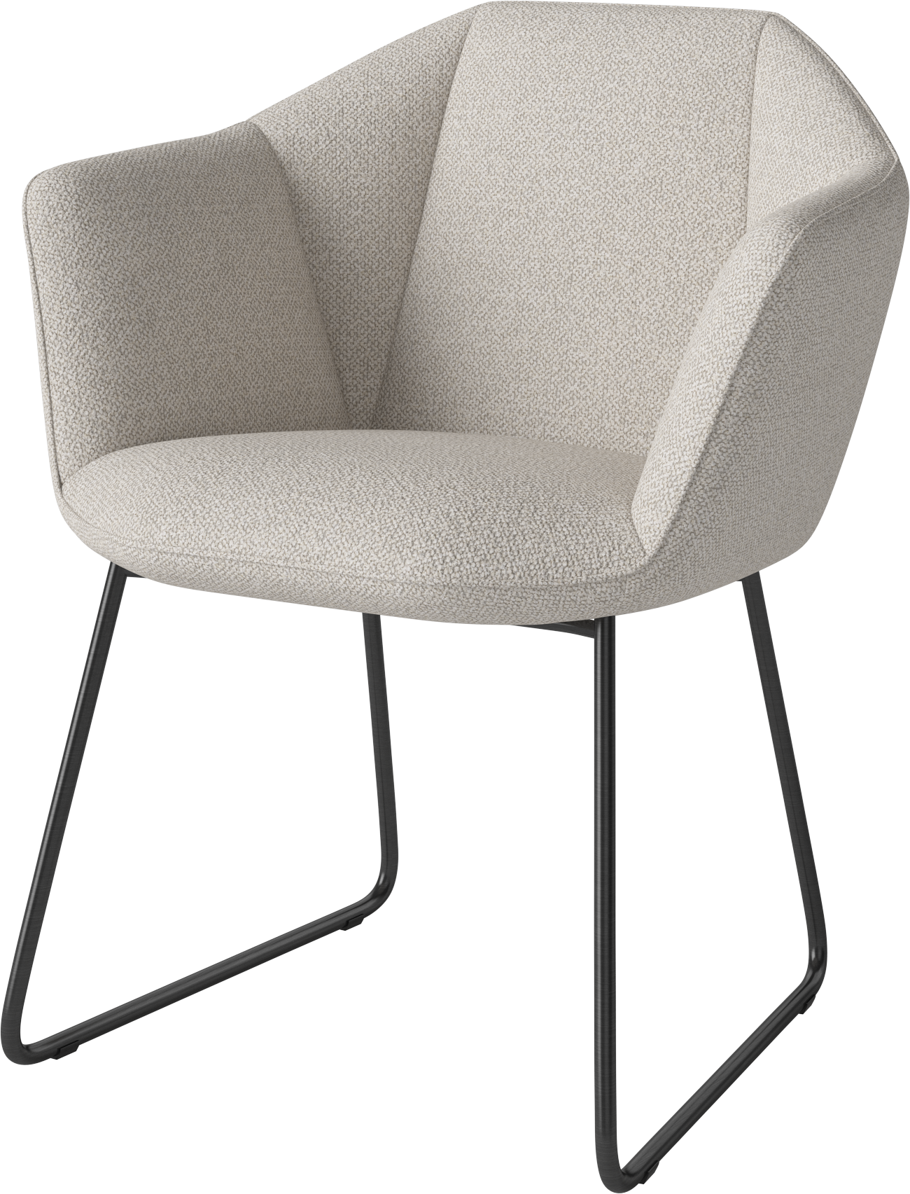 KIMONO stoel met een zwart gelakte stalen basis