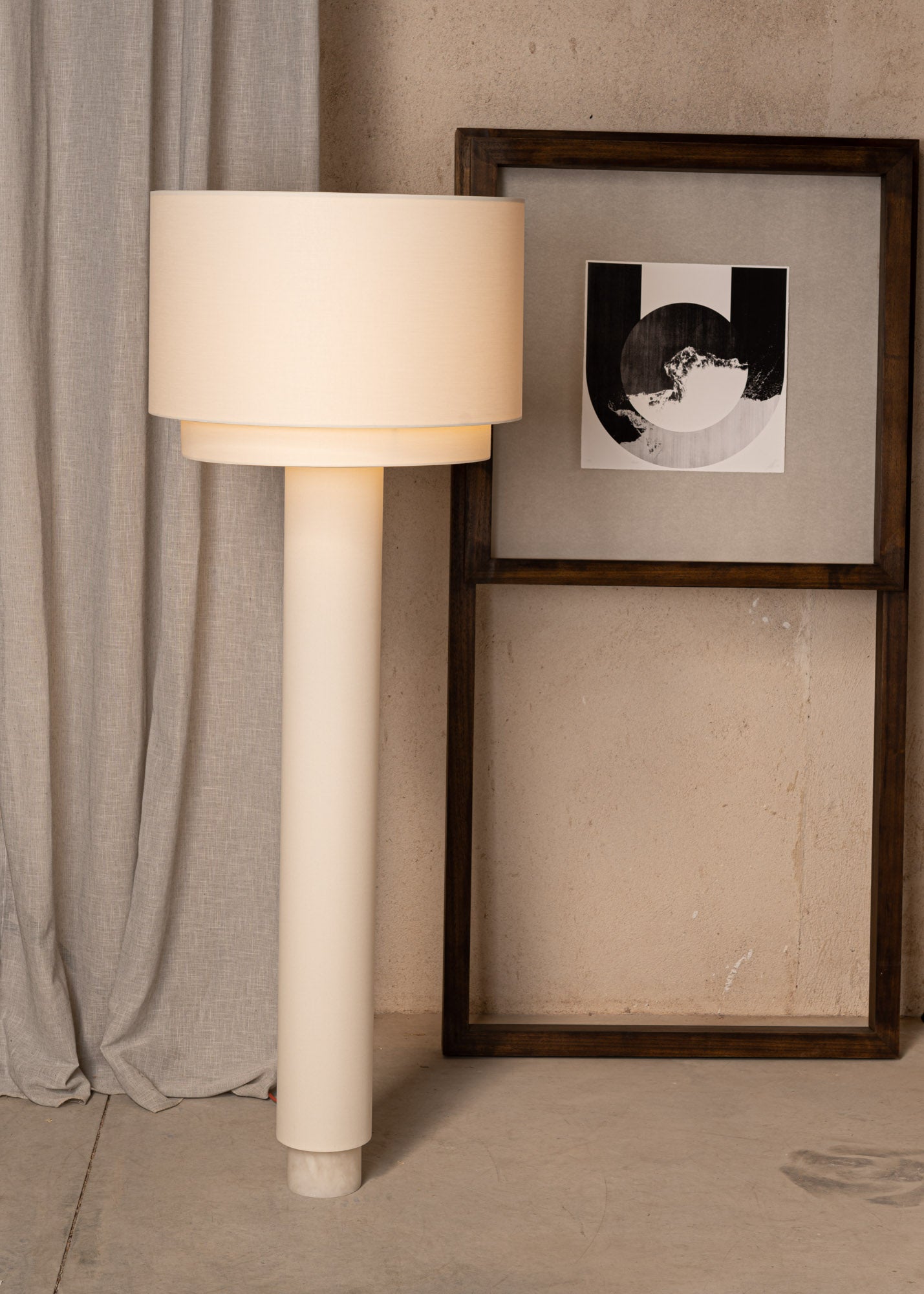 Vloerlamp KOLUMNO wit alabaster