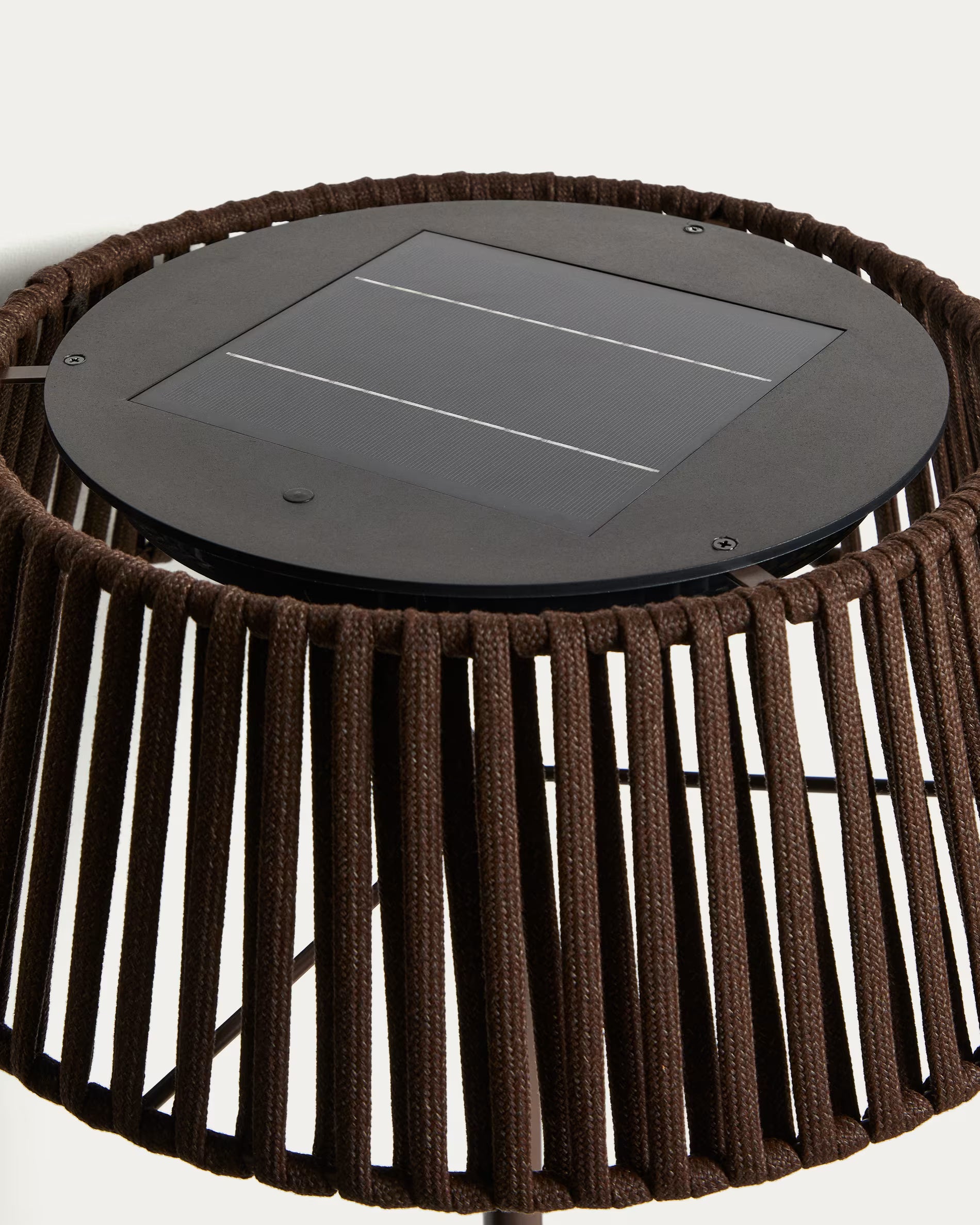 Lampa ogrodowa podłogowa solarna ALDET brązowy – plecionka i metal