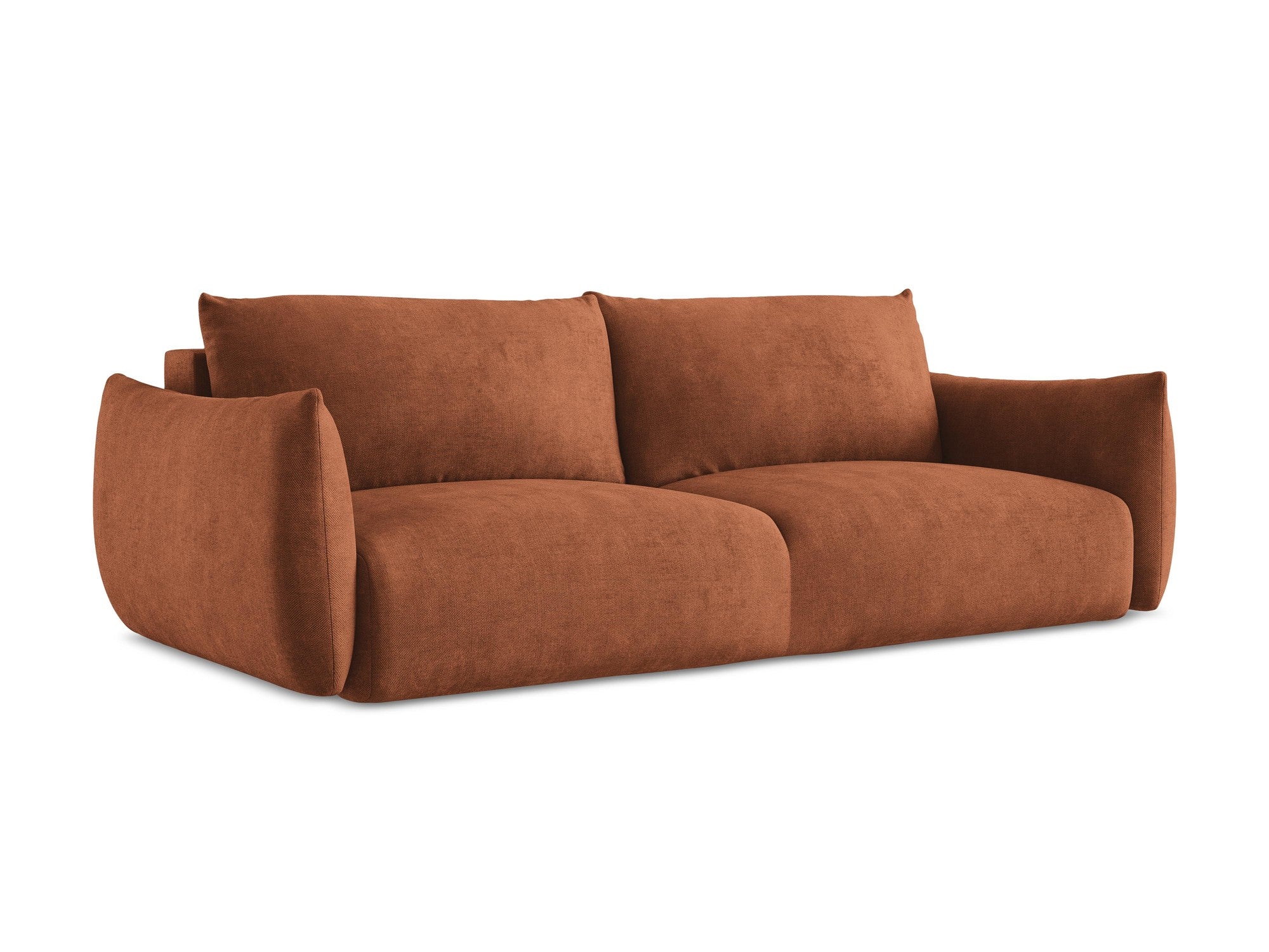 Sofa für 3 Personen mit Schlaf-Funktion LEILA Terrakotta Chenille