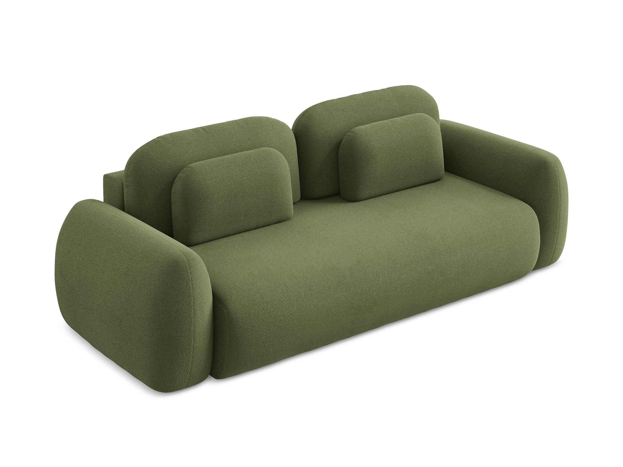Sofa für 3 Personen mit Schlaf-Funktion LOHI in grünem Boucle