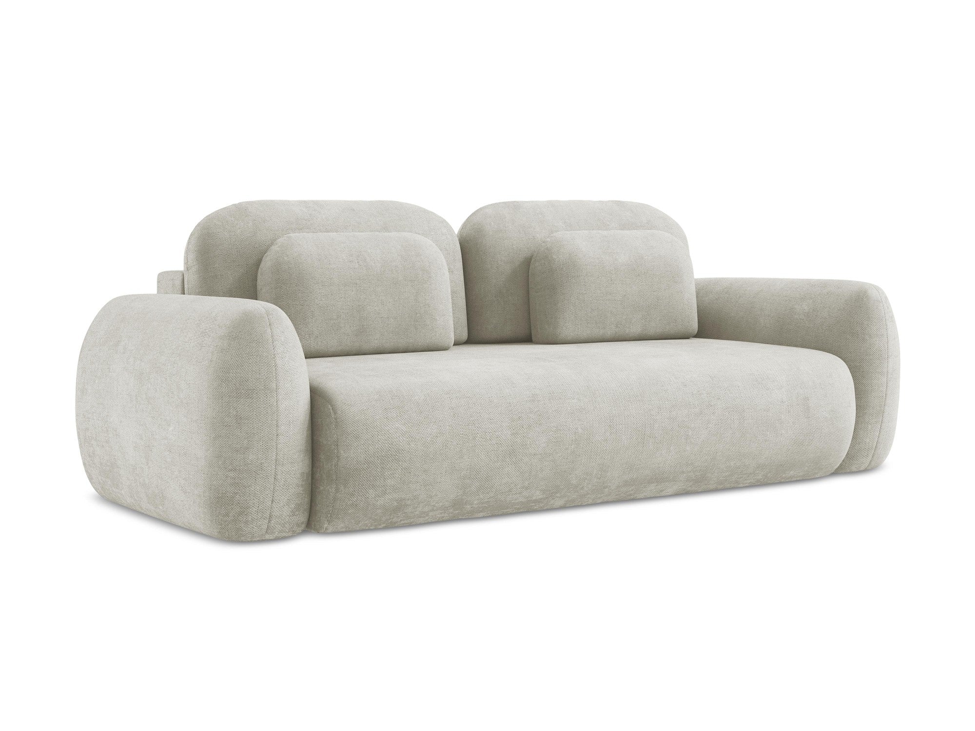 Sofa für 3 Personen mit Schlaf-Funktion LOHI perlmuttfarbener Chenille