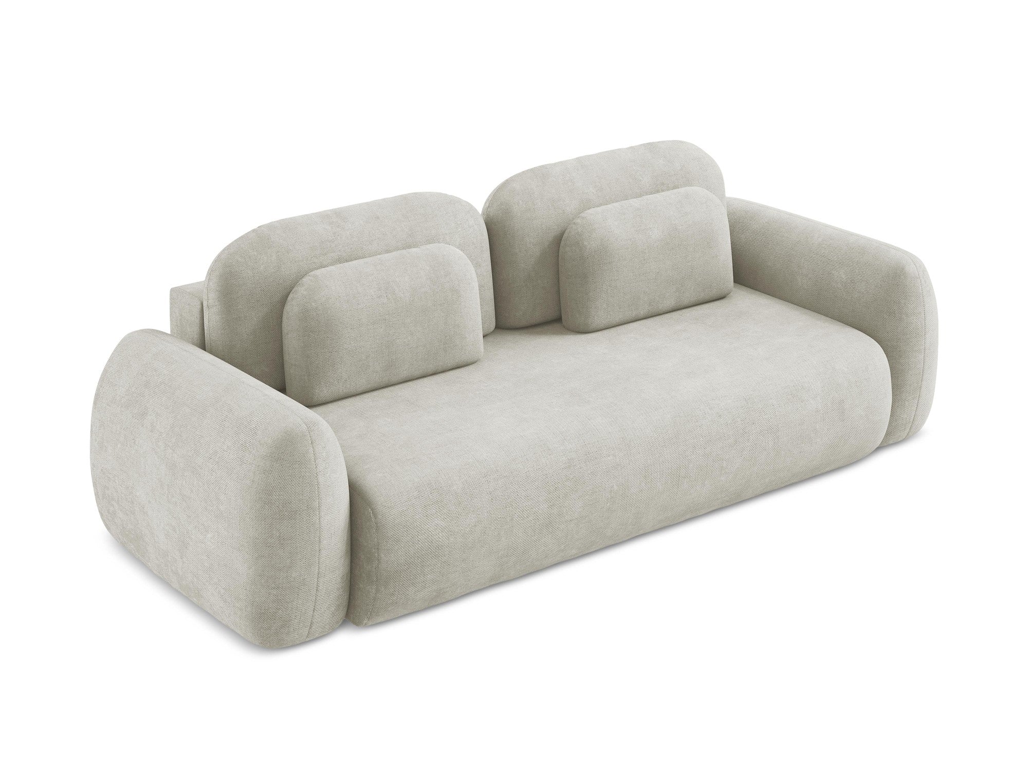 Sofa für 3 Personen mit Schlaf-Funktion LOHI perlmuttfarbener Chenille