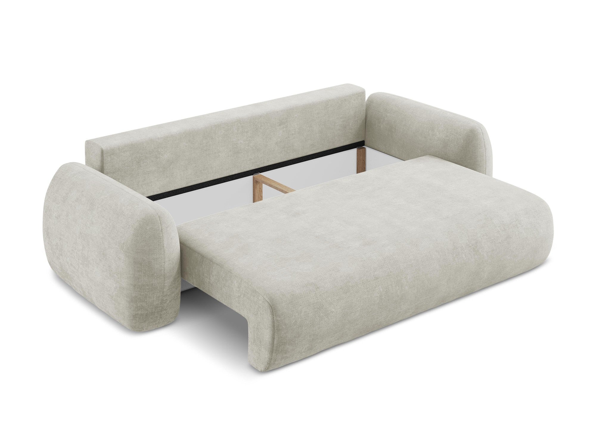 Sofa für 3 Personen mit Schlaf-Funktion LOHI perlmuttfarbener Chenille