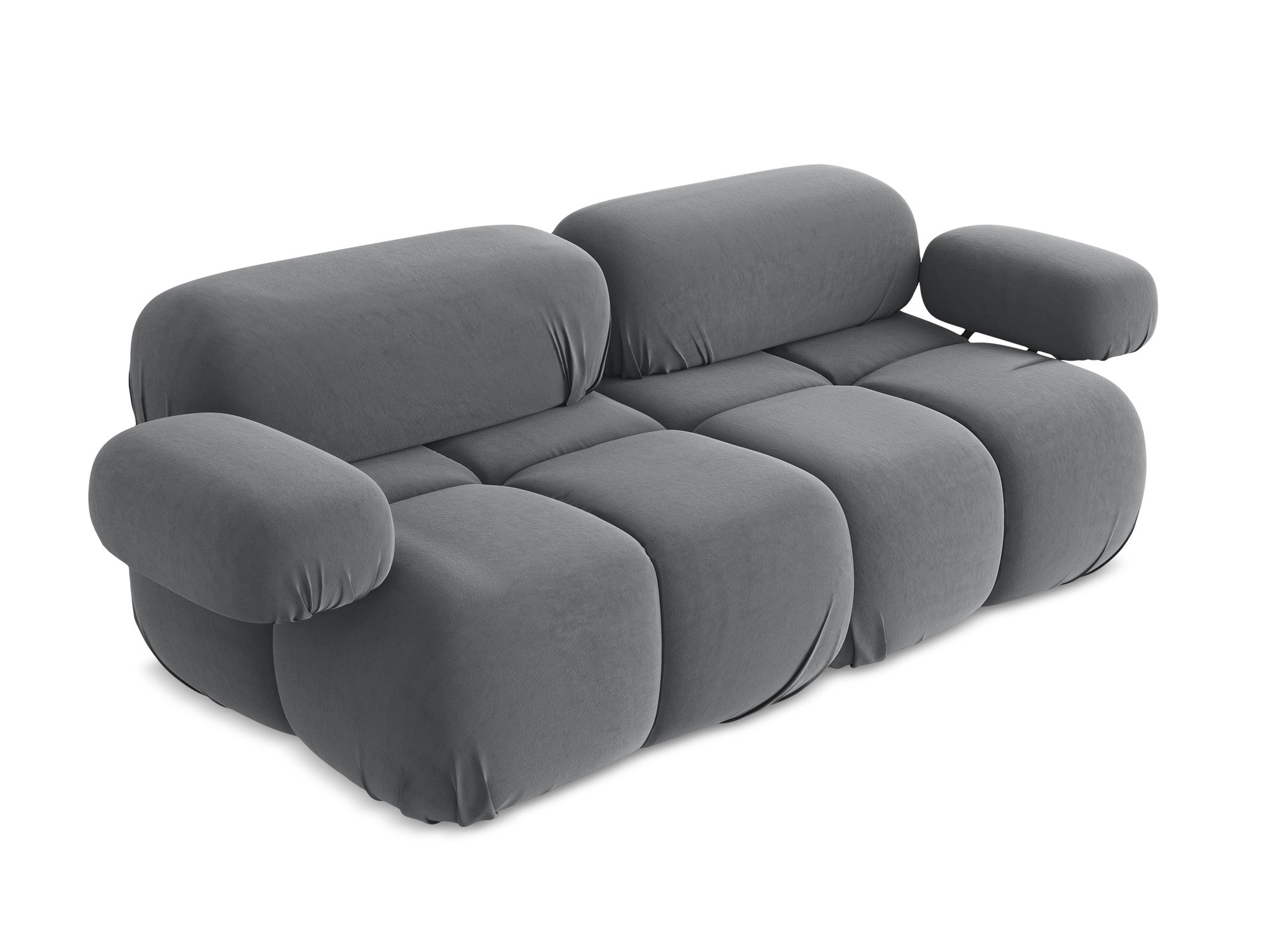 Modular Velvet Sofa for Two LOKUA in Steel Gray
