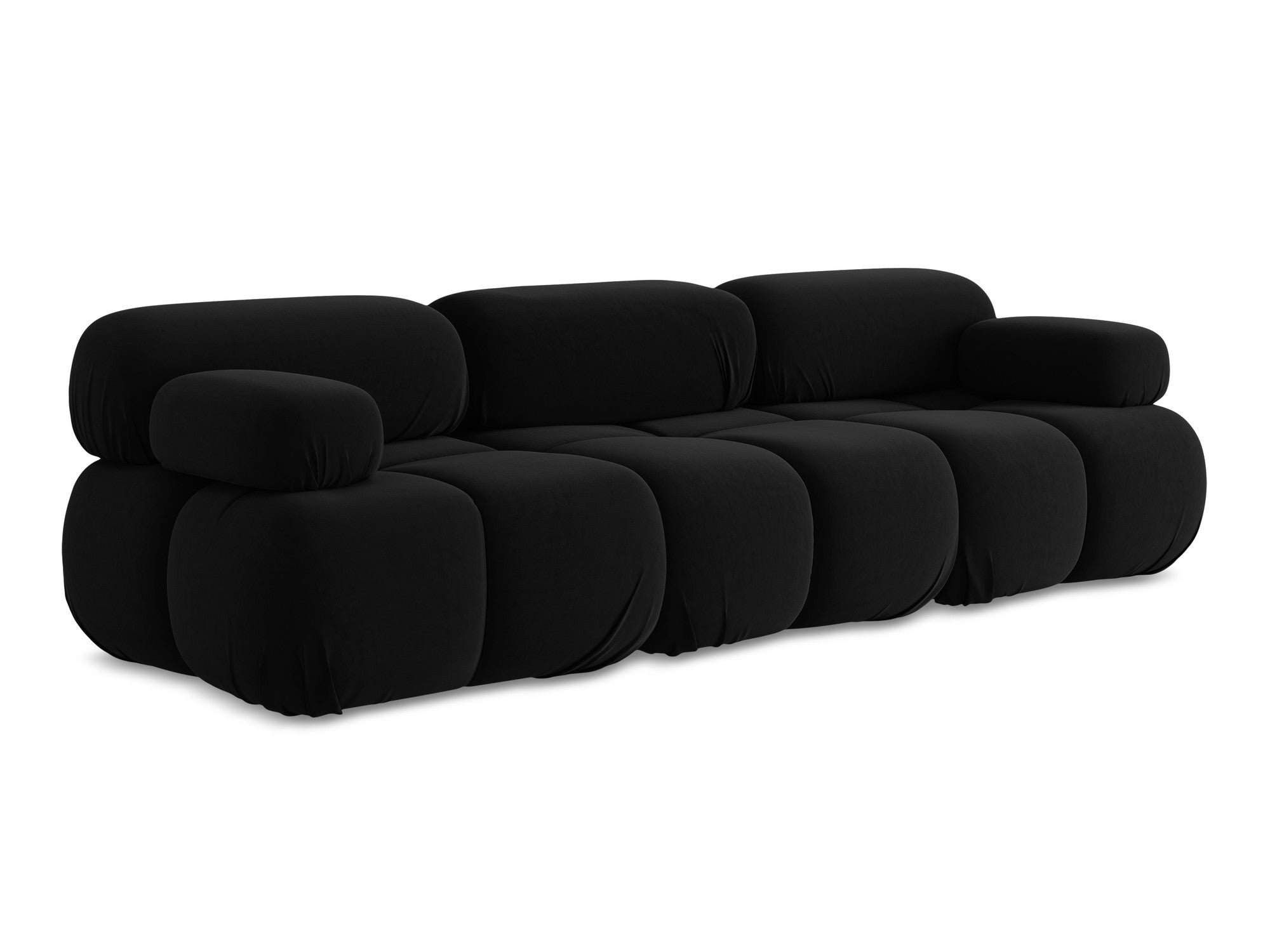 Modular Velvet Sofa for 3 People LOKUA Black