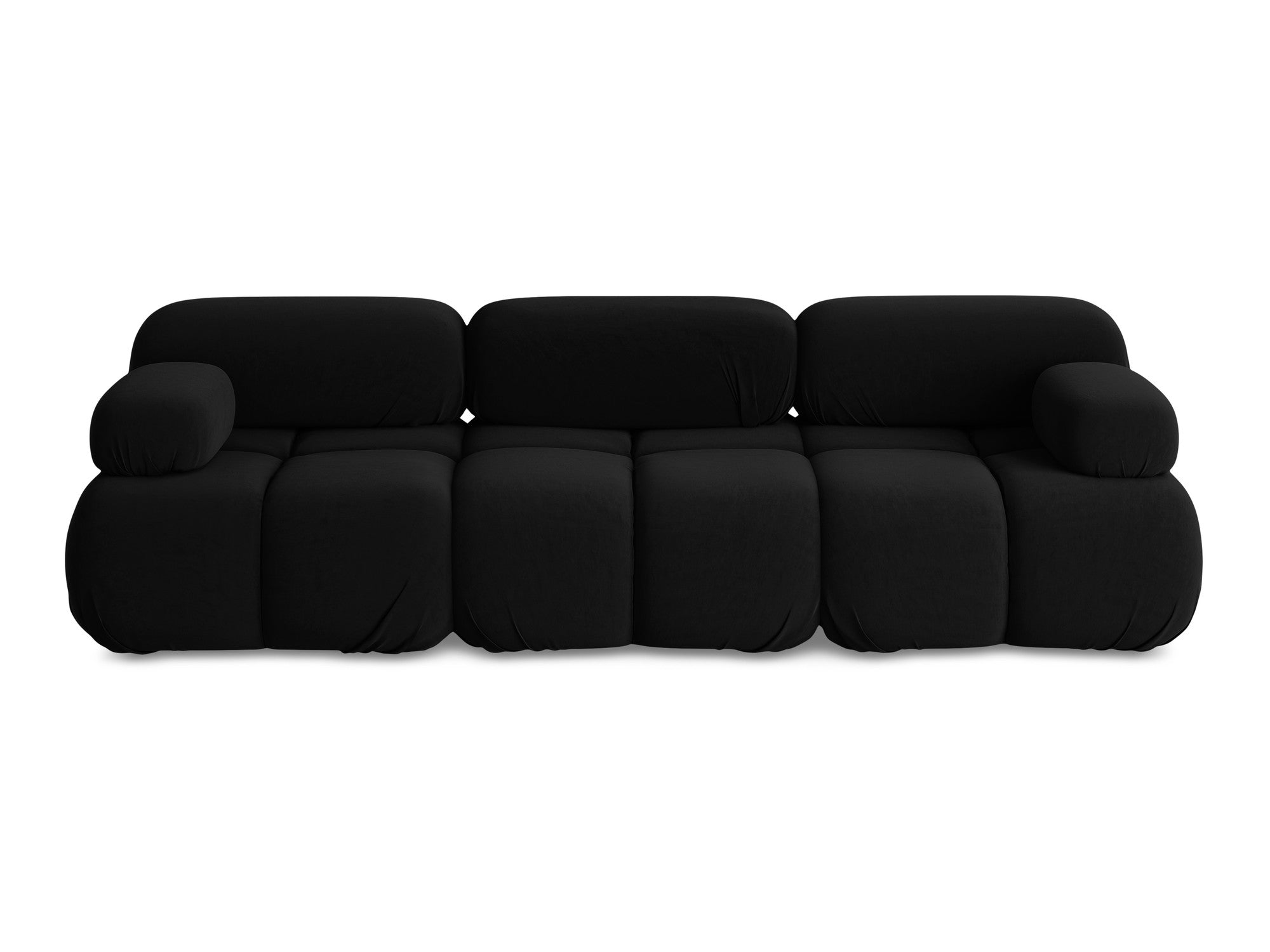 Modular Velvet Sofa for 3 People LOKUA Black