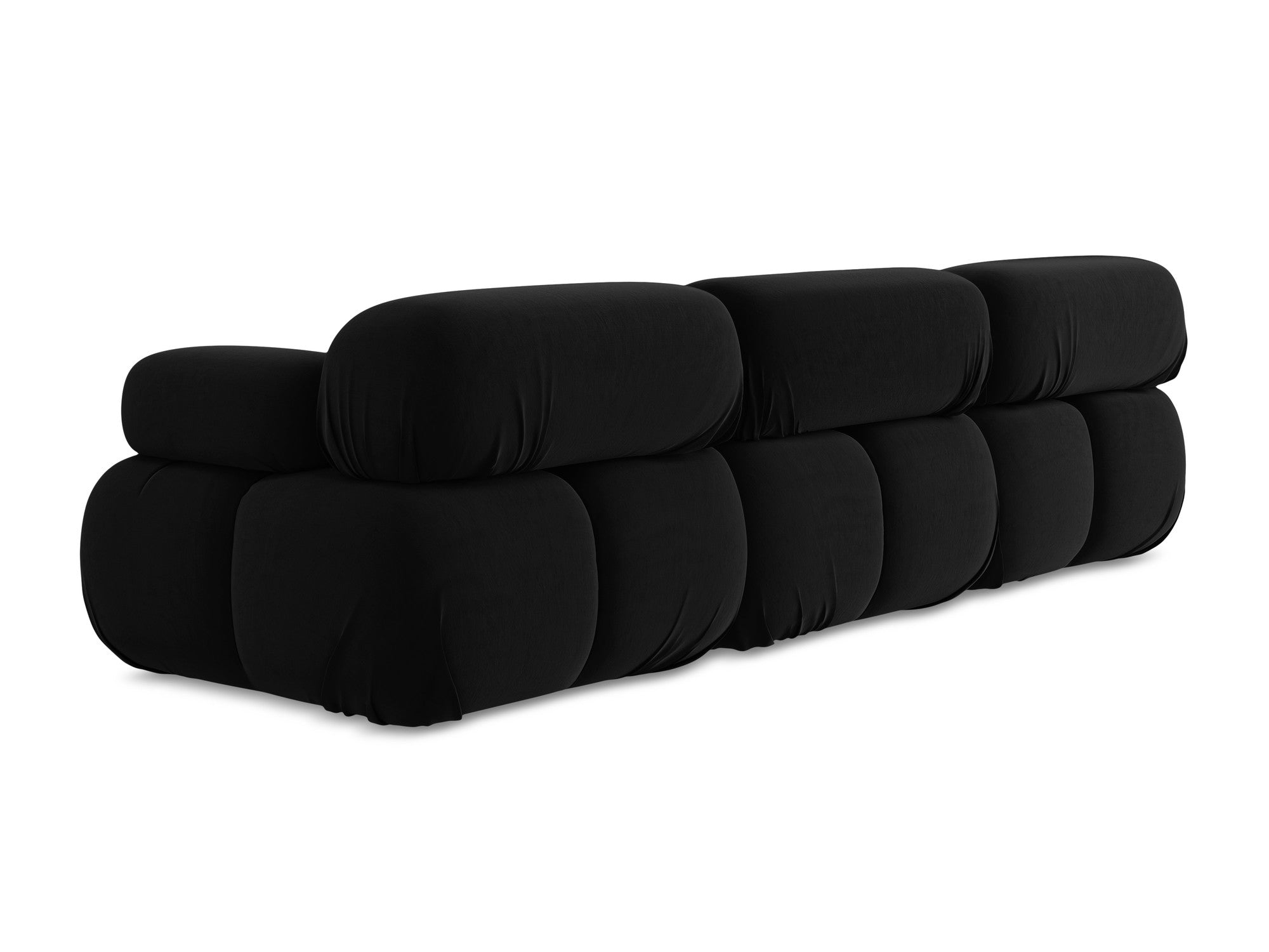 Modular Velvet Sofa for 3 People LOKUA Black