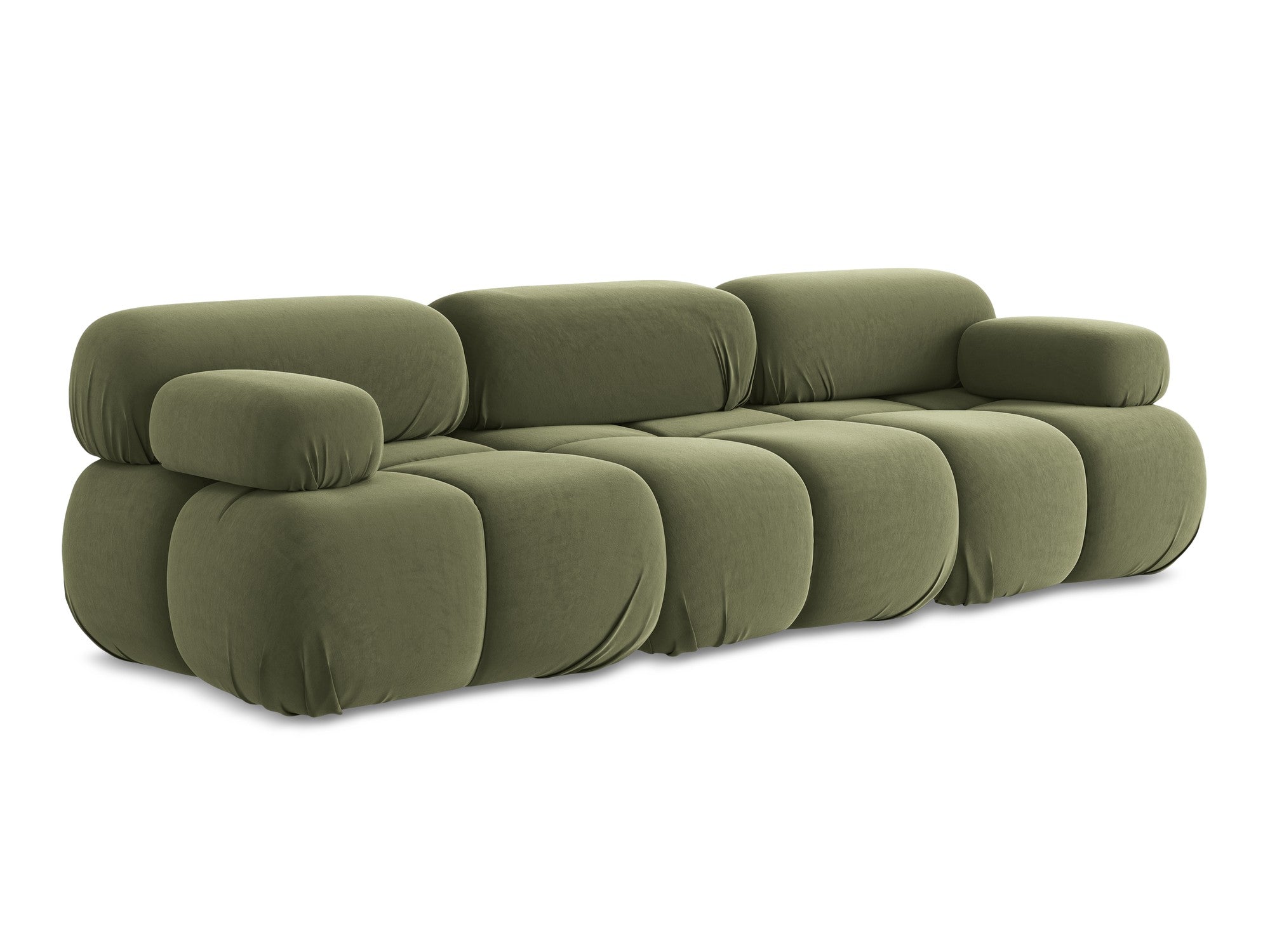 Olive Green Velvet Modular Sofa for 3 People LOKUA