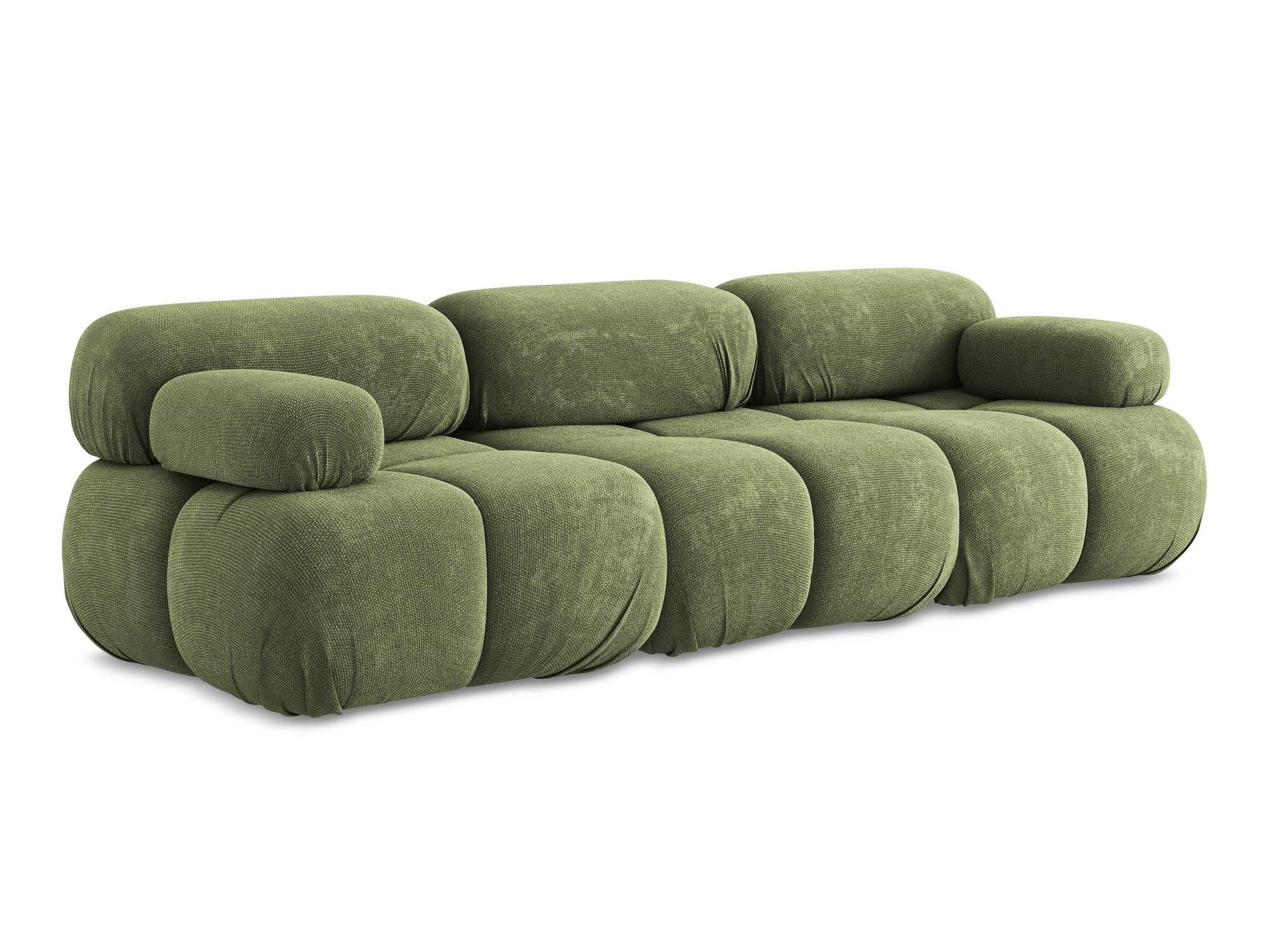 3-seater modular sofa LOKUA green chenille