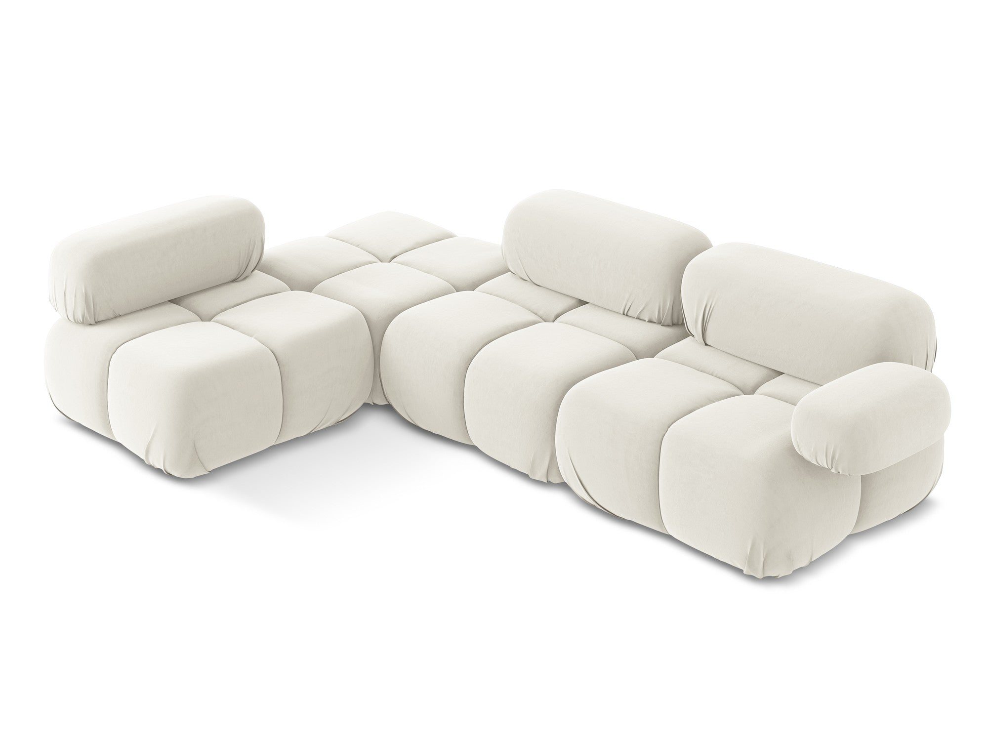 Left-sided modular velvet corner sofa LOKUA light beige