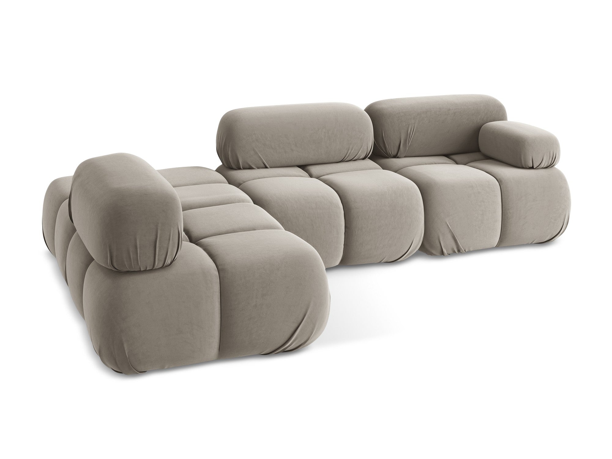 Left-sided velvet modular corner sofa LOKUA taupe