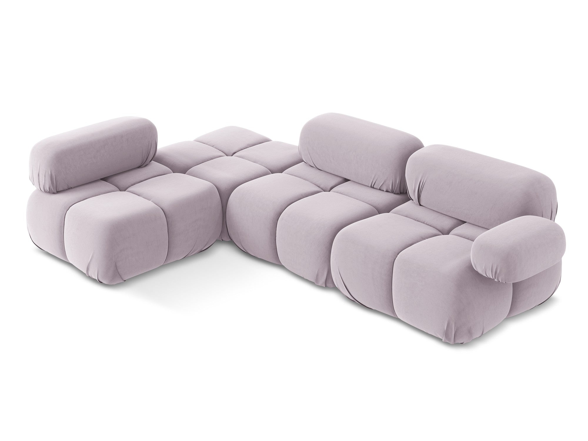 Modulaire fluwelen hoekbank links LOKUA lavendel