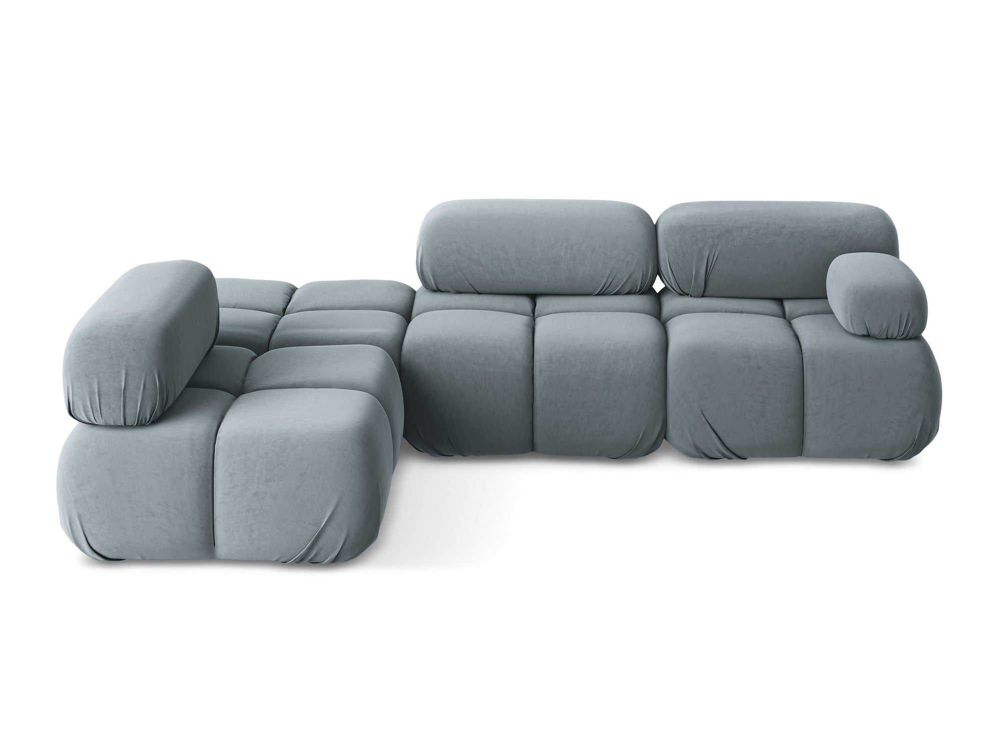 Left-sided modular velvet corner sofa LOKUA light blue