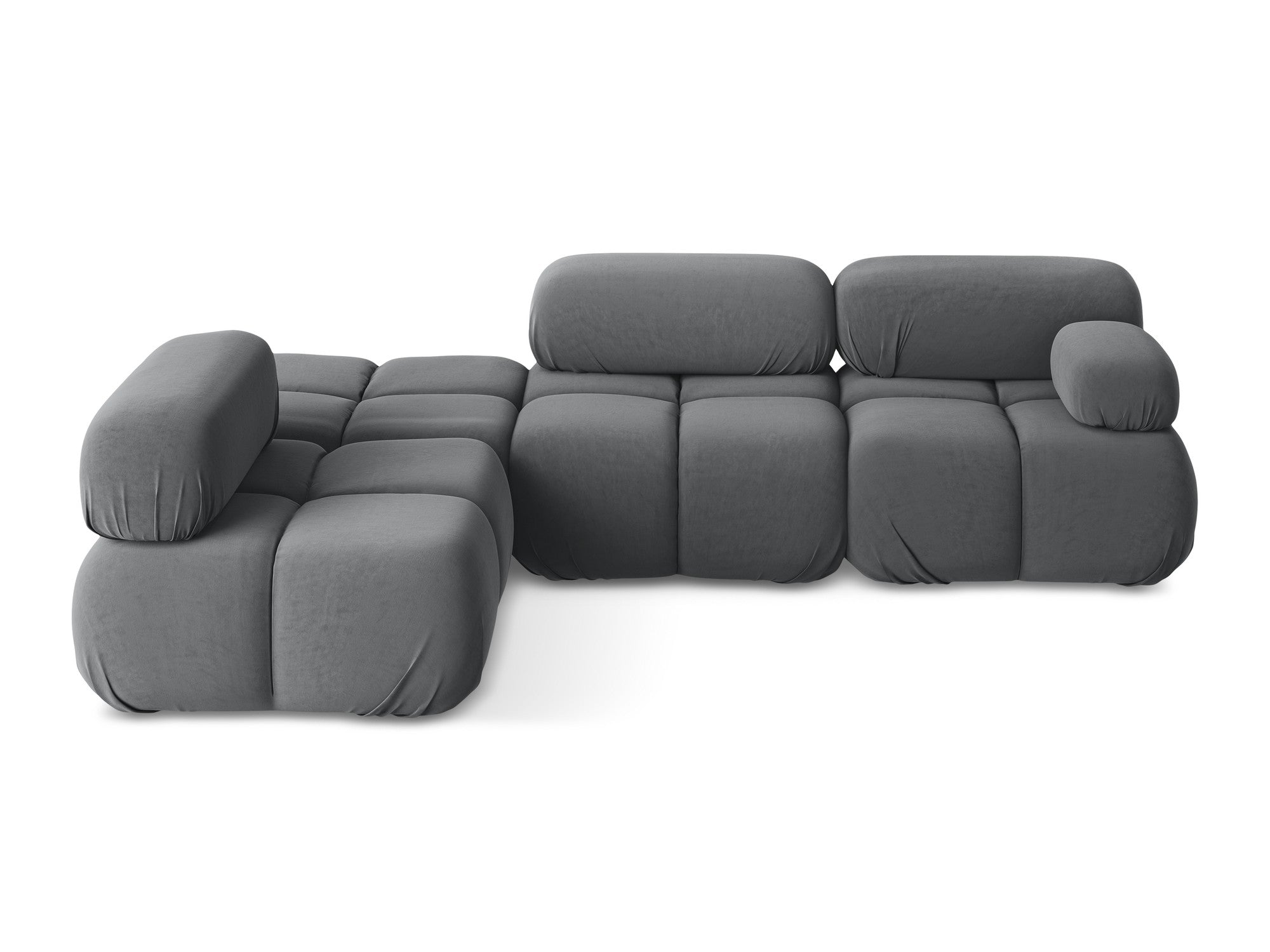 Left-sided modular velvet corner sofa LOKUA in steel gray