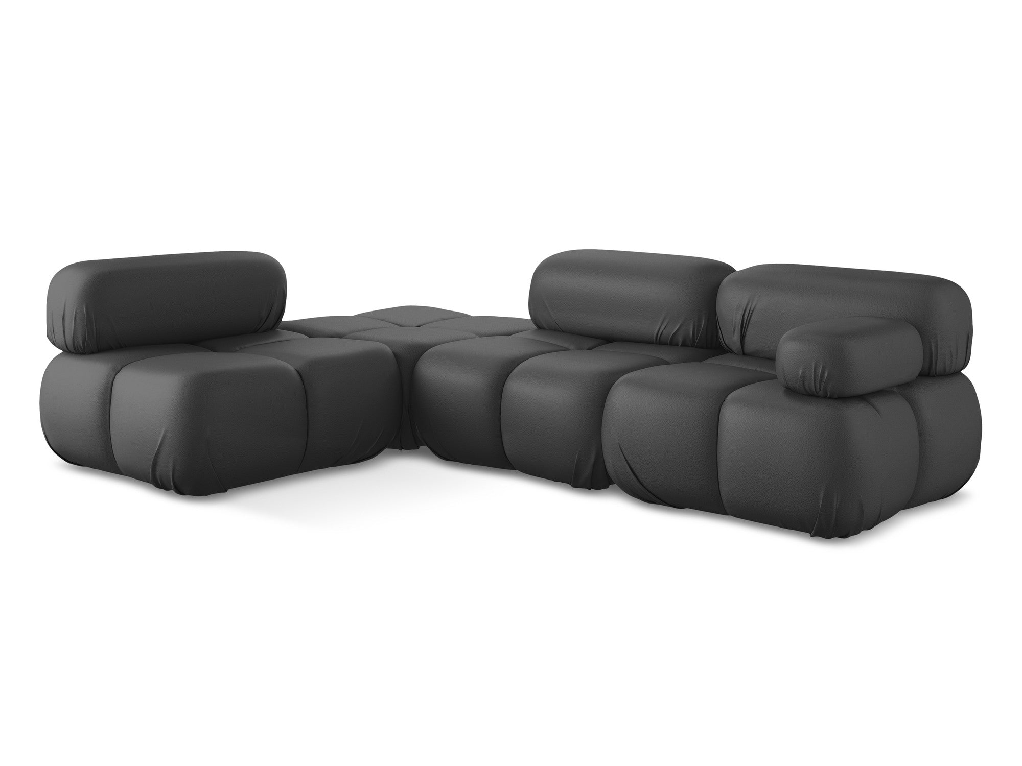 Left-sided modular corner sofa LOKUA in gray eco-leather