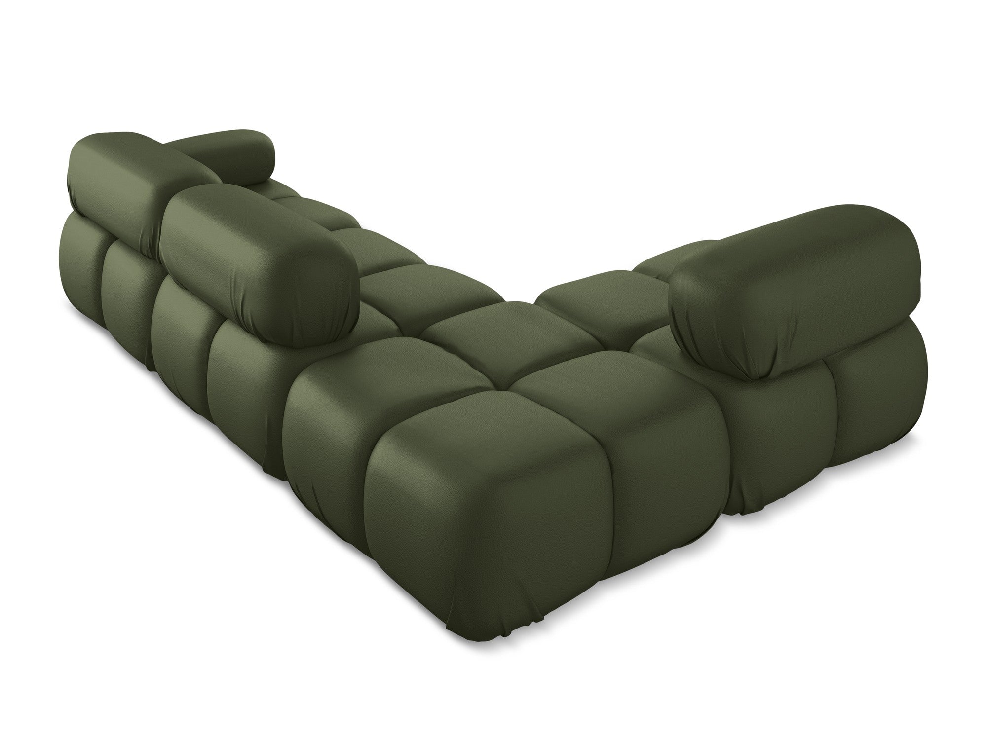 Modularer Ecksofa links LOKUA dunkelgrünes Kunstleder