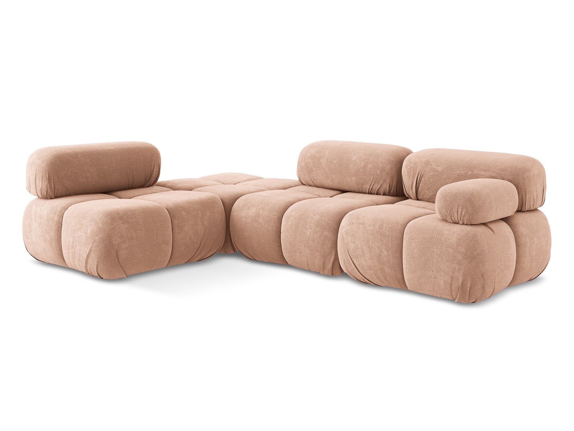 Left-facing modular corner sofa LOKUA peach chenille