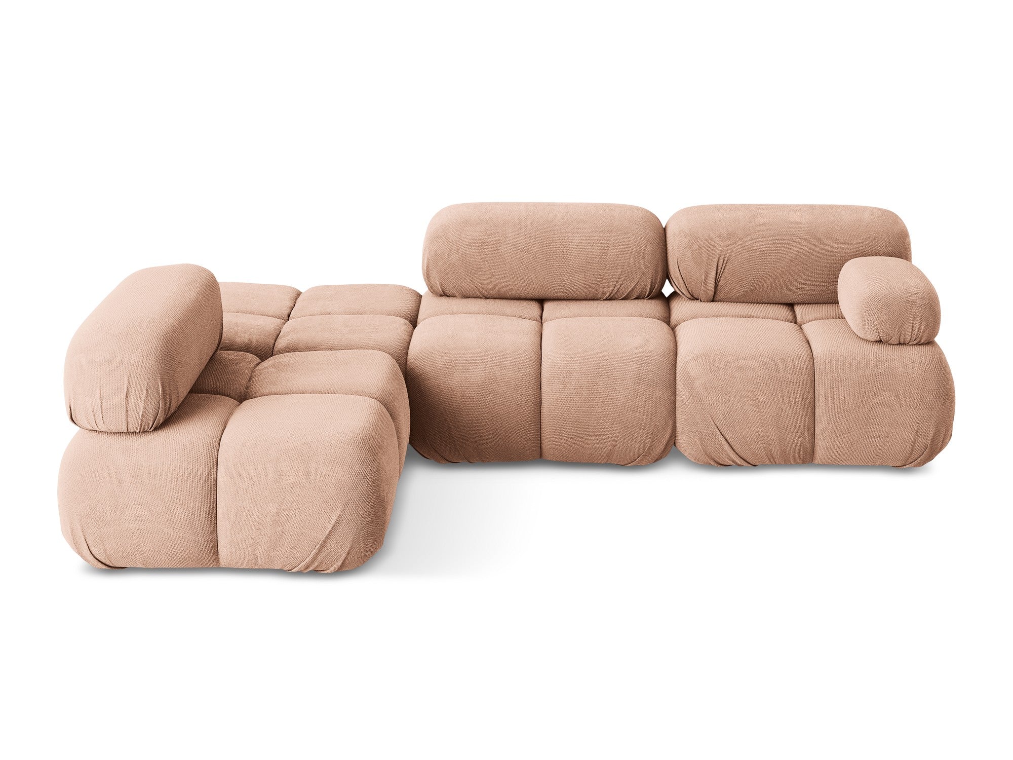 Left-facing modular corner sofa LOKUA peach chenille