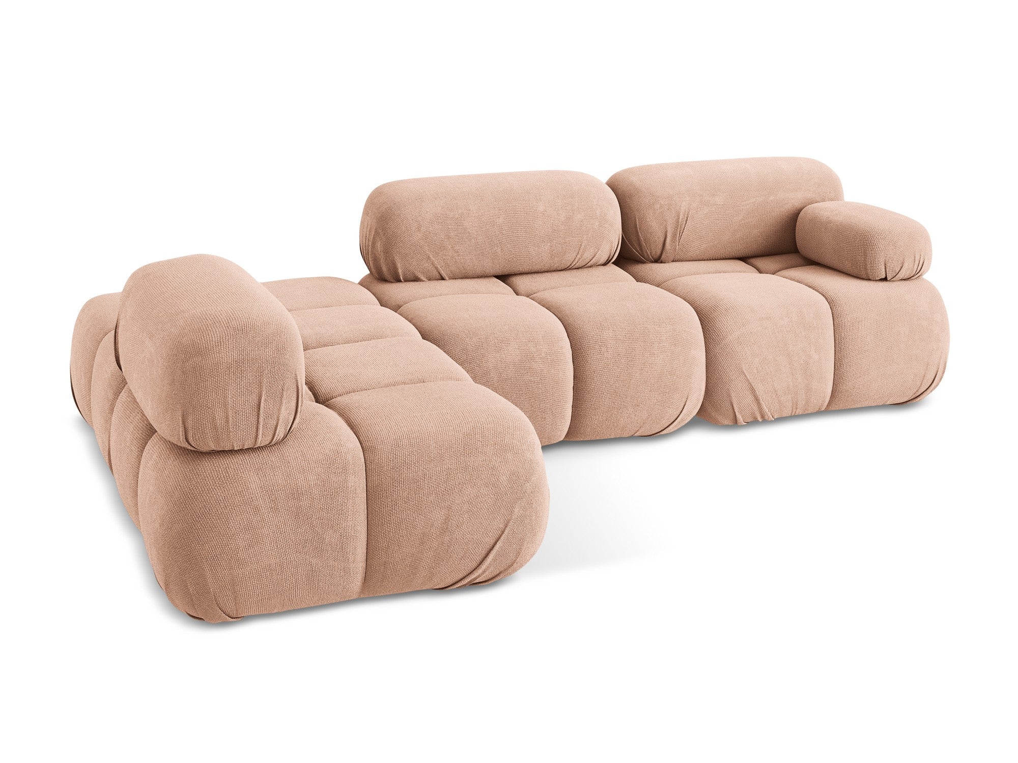 Left-facing modular corner sofa LOKUA peach chenille