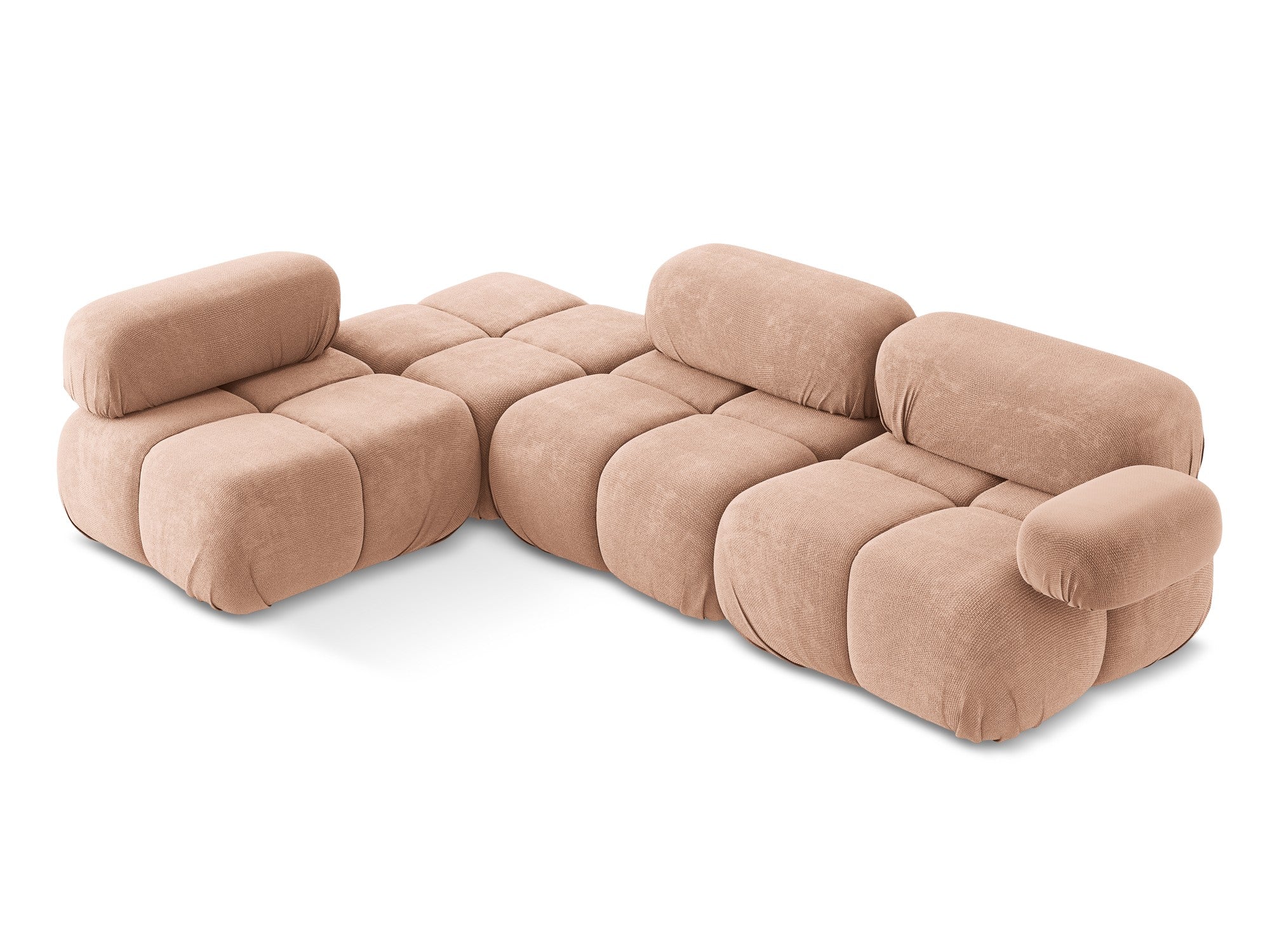 Left-facing modular corner sofa LOKUA peach chenille