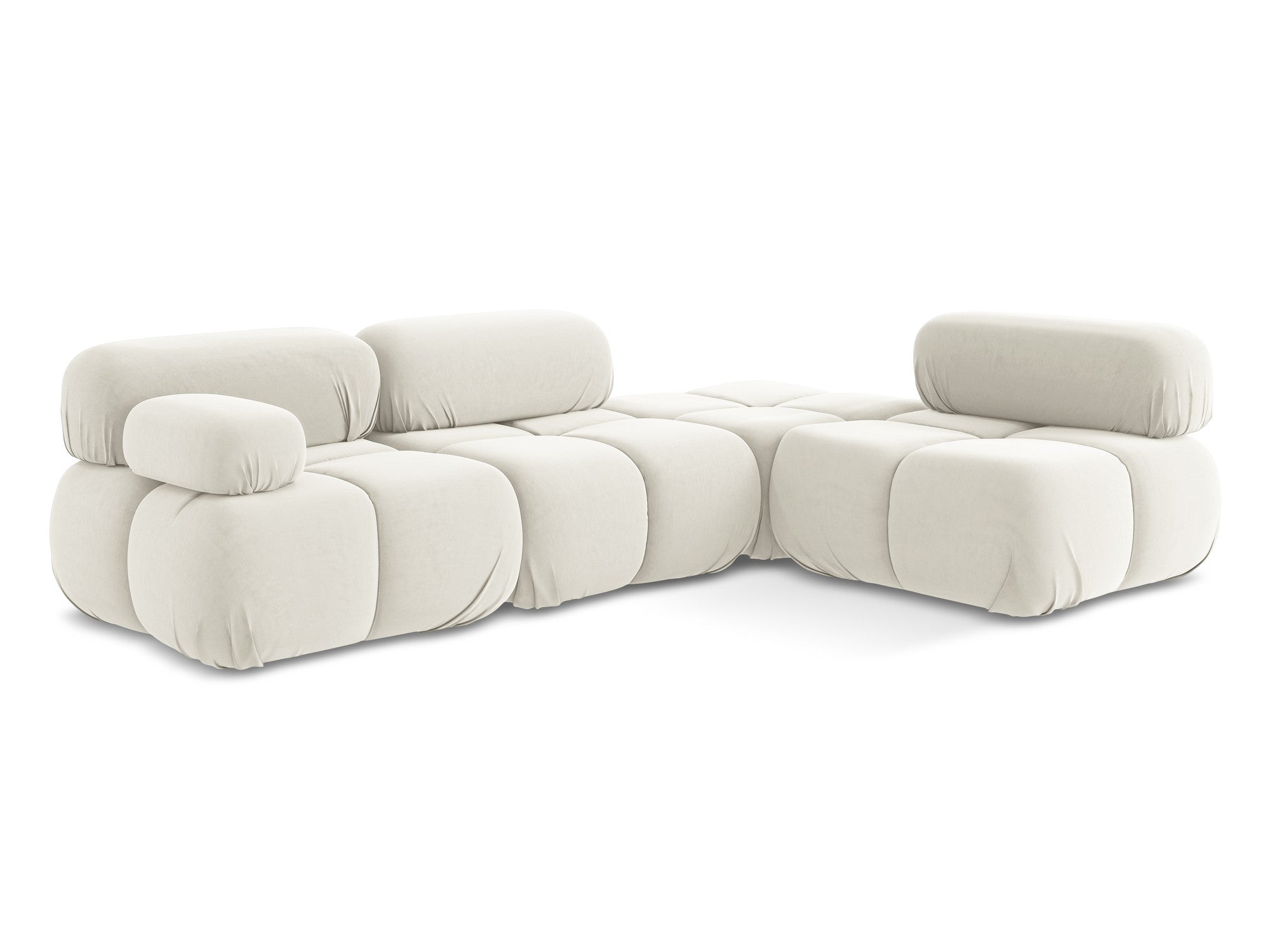 Right-facing velvet modular corner sofa LOKUA light beige