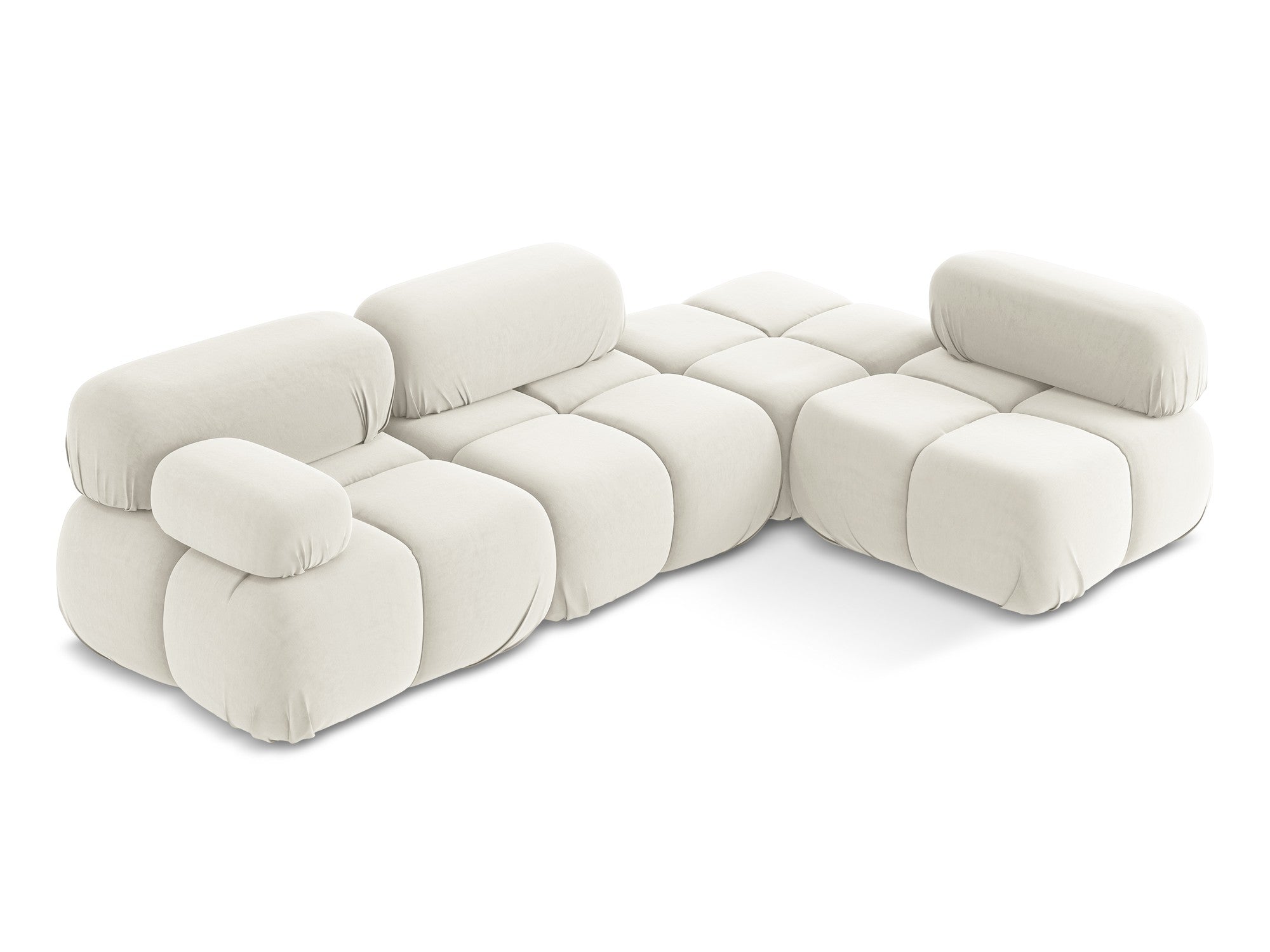 Right-facing velvet modular corner sofa LOKUA light beige