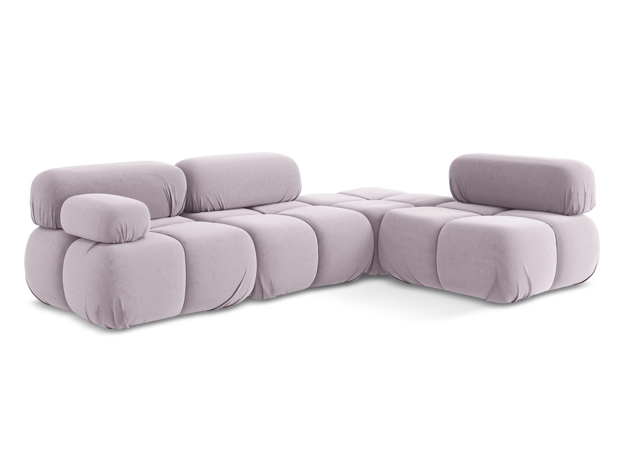 Right-facing modular velvet corner sofa LOKUA in lavender