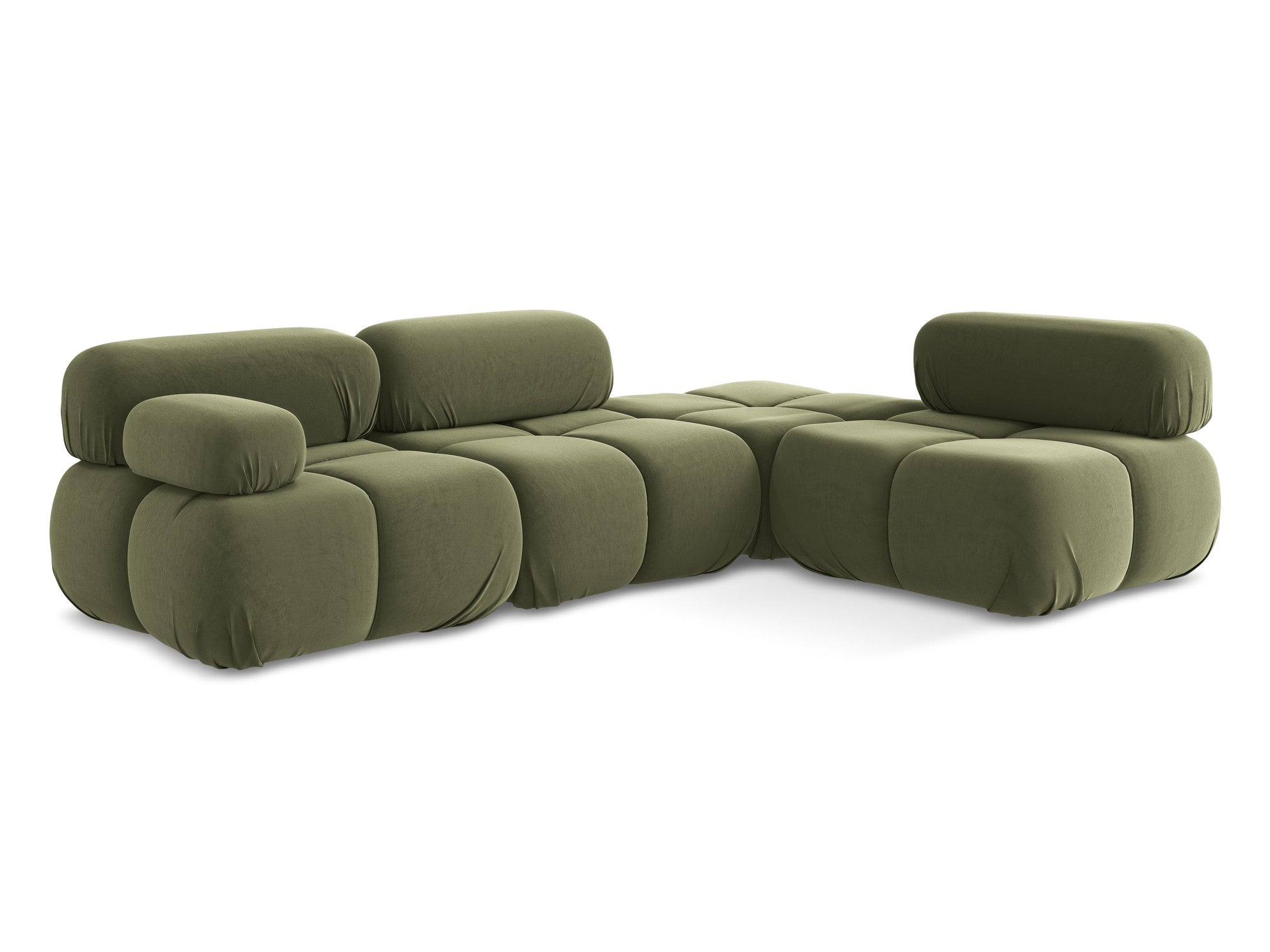 Modularer Samt-Ecksofa rechts LOKUA olivgrün