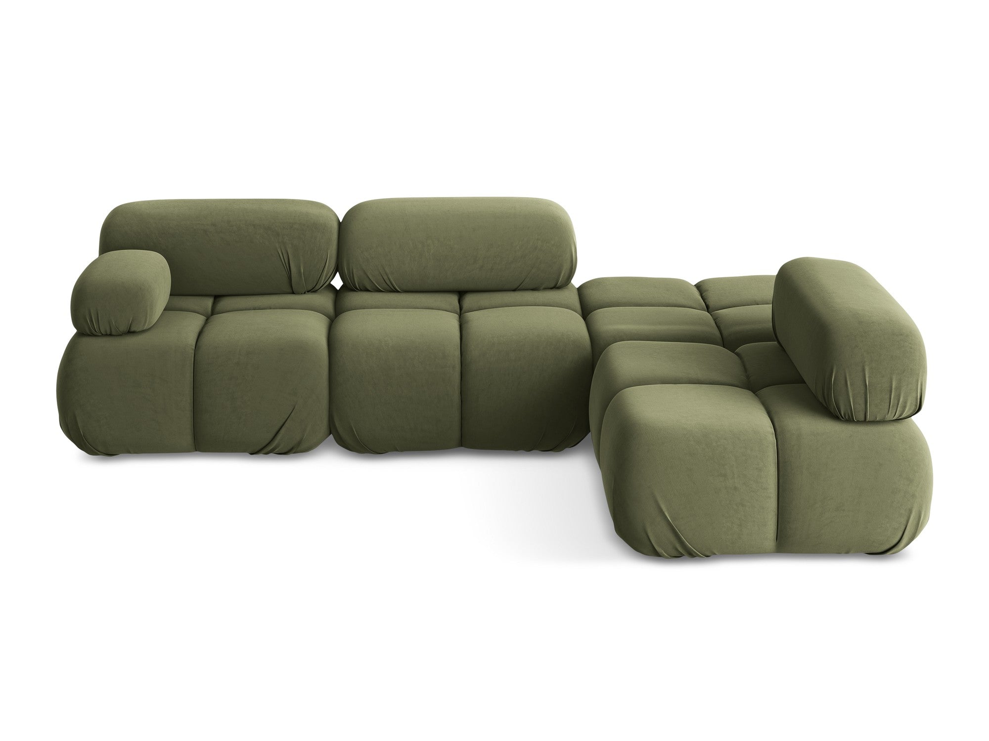 Modularer Samt-Ecksofa rechts LOKUA olivgrün