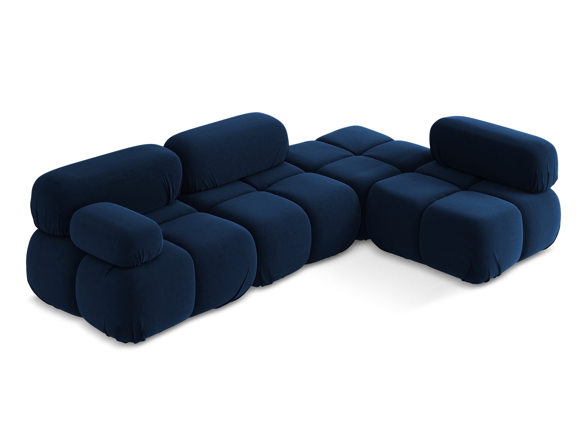 Right-facing modular velvet corner sofa LOKUA royal blue