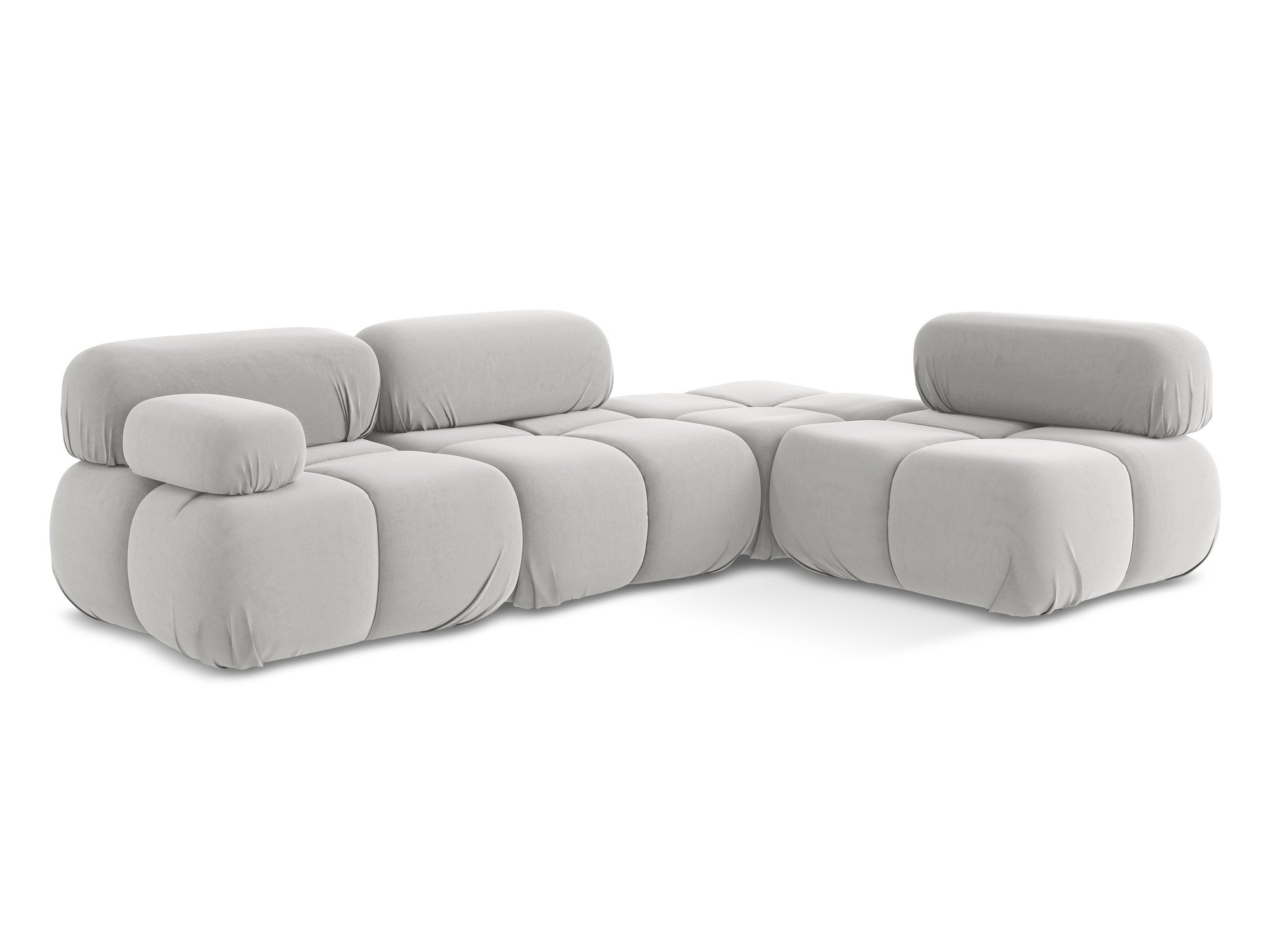 Silver right-sided velvet modular corner sofa LOKUA