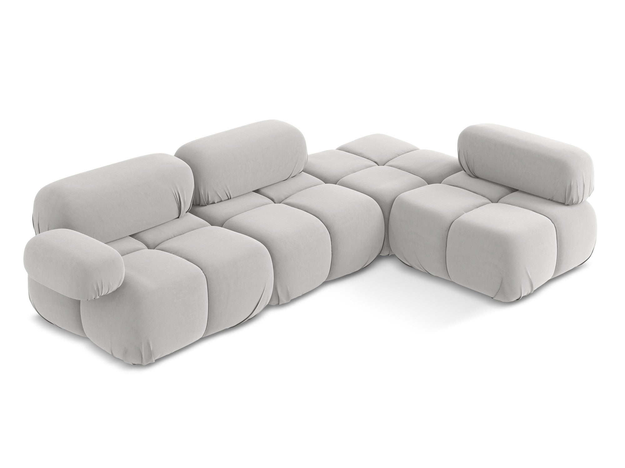 Silver right-sided velvet modular corner sofa LOKUA
