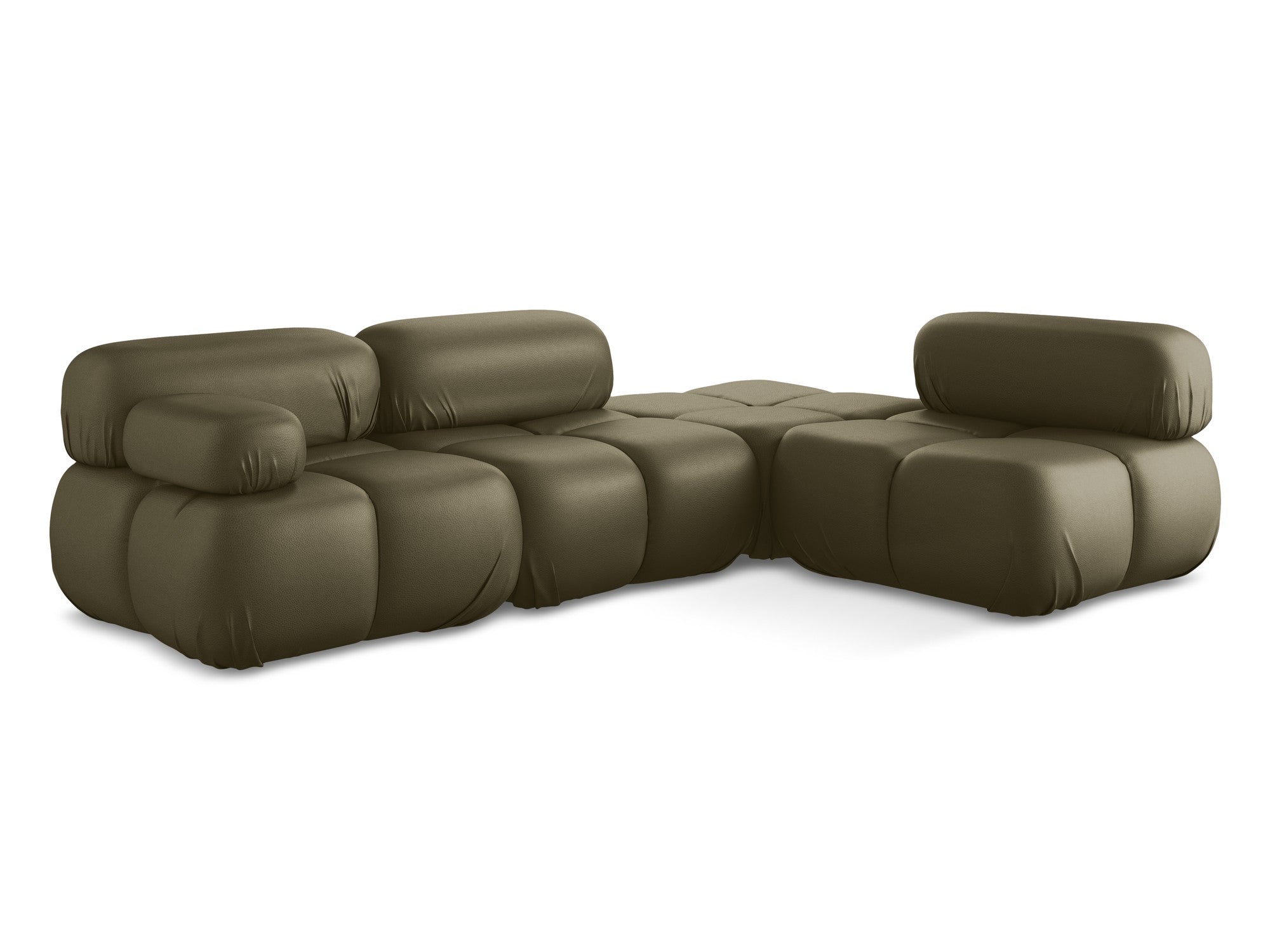 Right-facing modular corner sofa LOKUA olive ecological leather