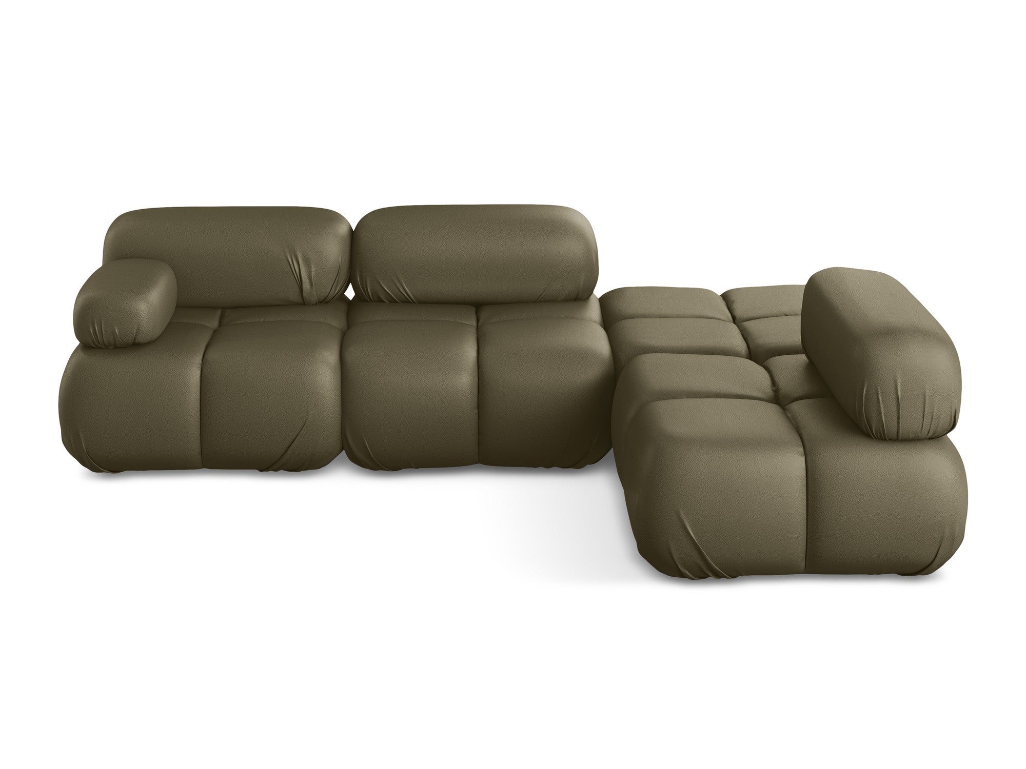 Right-facing modular corner sofa LOKUA olive ecological leather