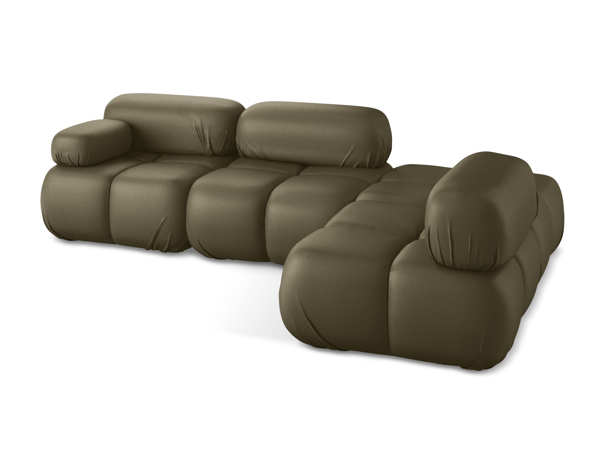 Right-facing modular corner sofa LOKUA olive ecological leather