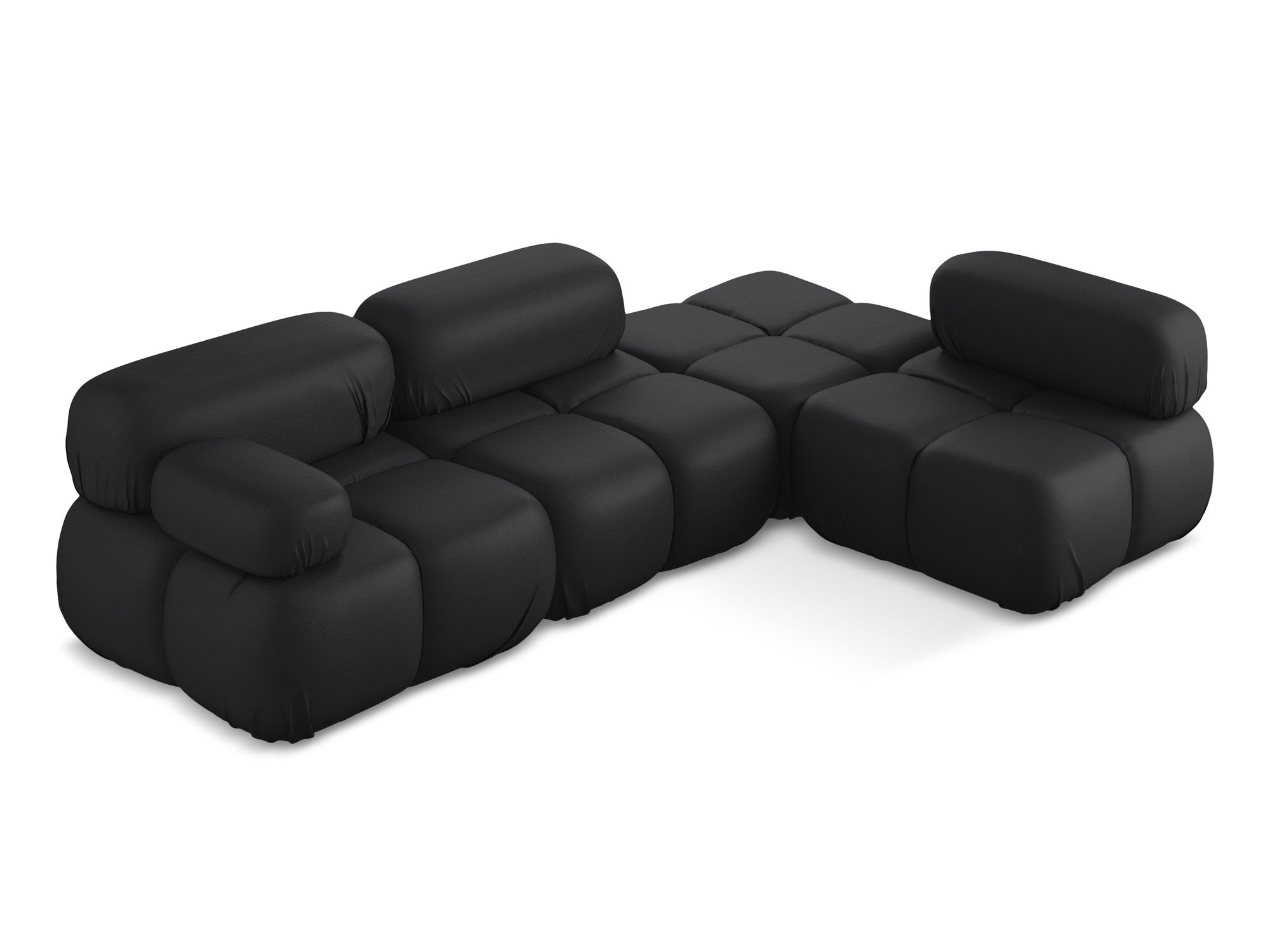 Right-facing modular corner sofa LOKUA black faux leather