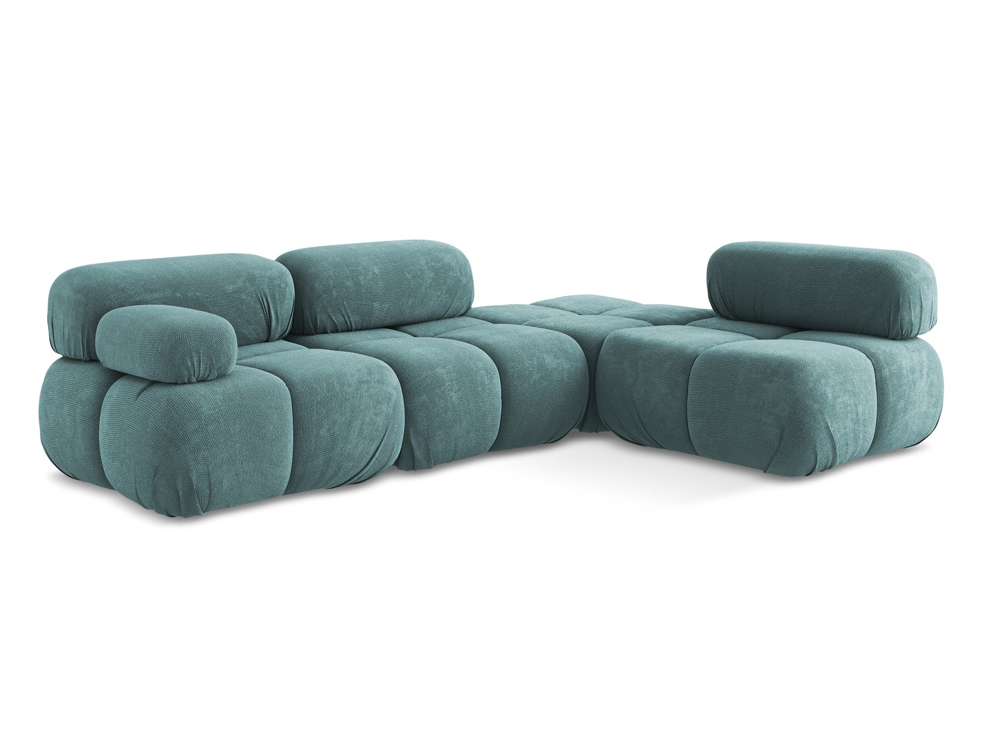 Rechtsseitige modulare Eckcouch LOKUA in jeansblauem Chenille